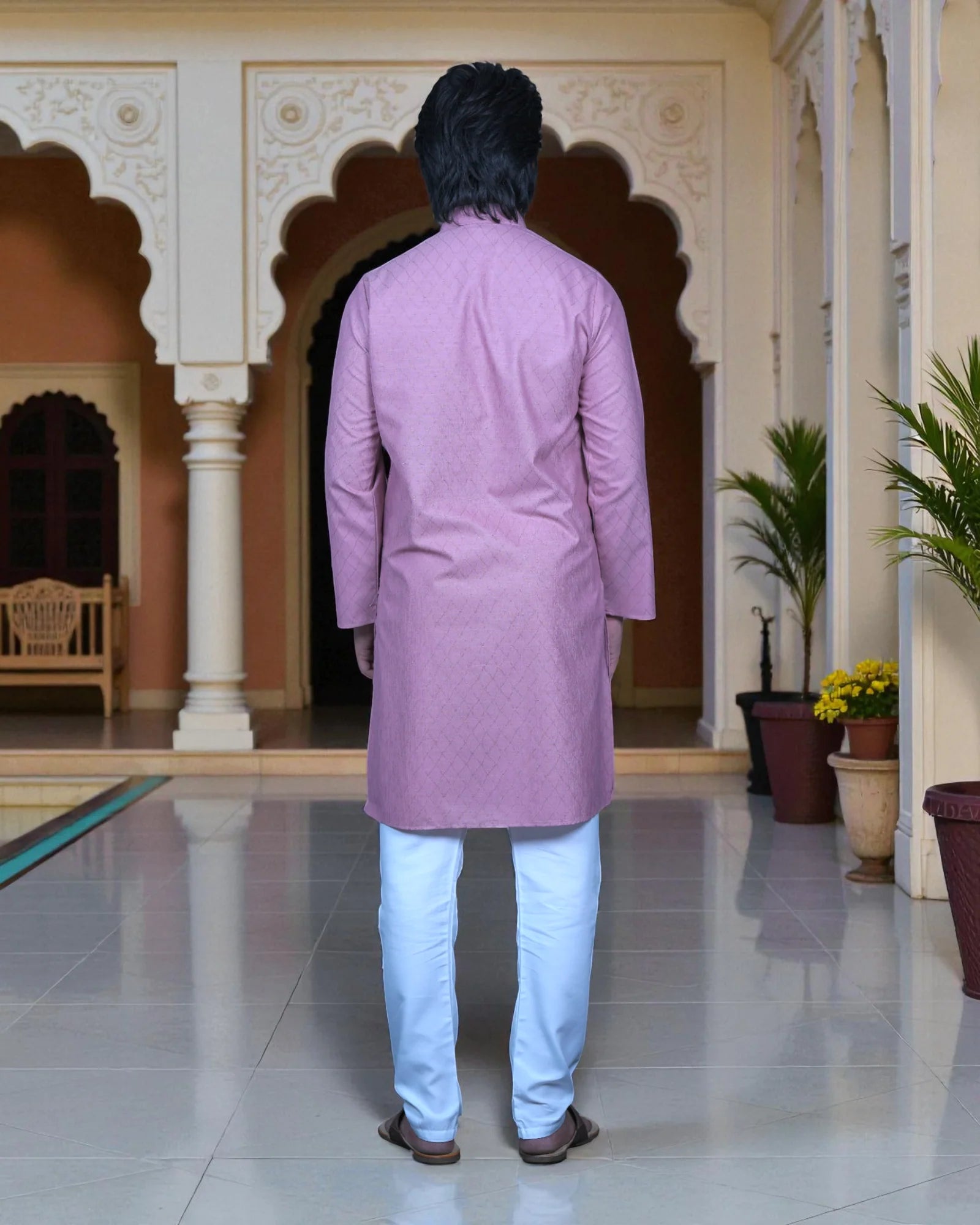 Cotton Blend Fine Embroidered Kurta Pajama Set
