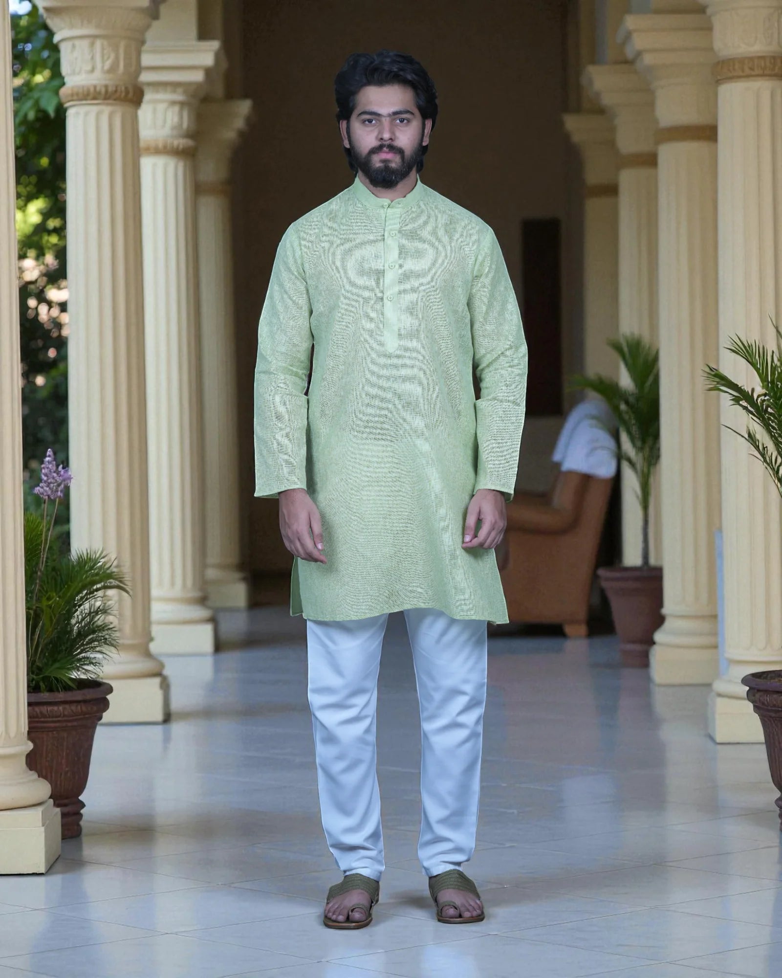 Khadi Cotton Plain Kurta Pajama