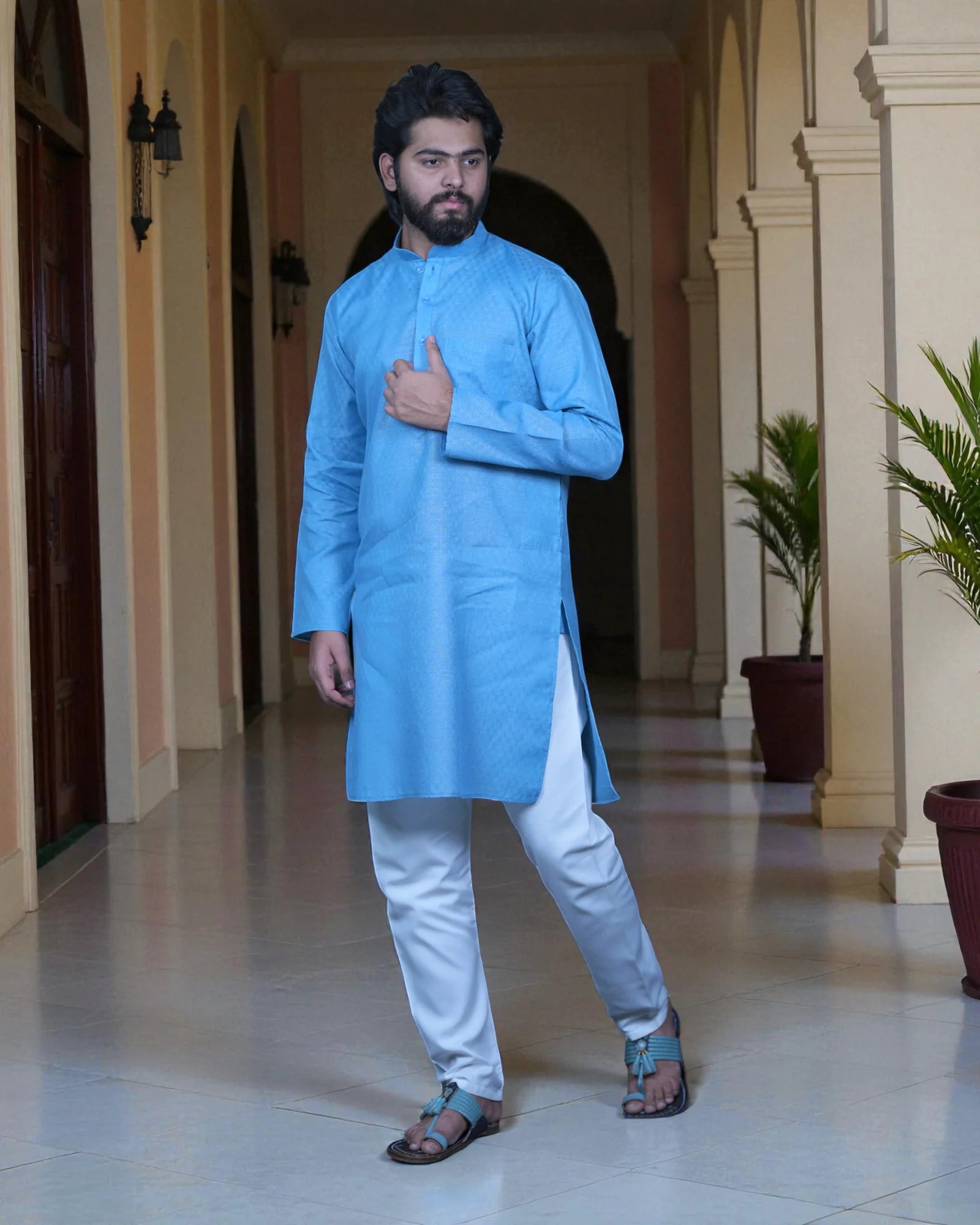 Timeless Tradition Textured Kurta Pajama Ensemble