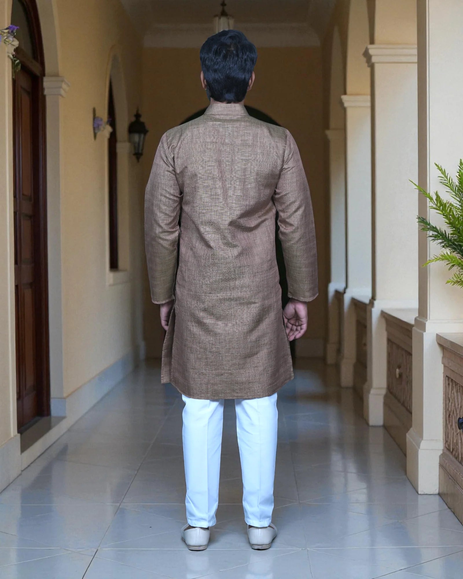 Khadi Cotton Blend Textured Kurta Pajama Set
