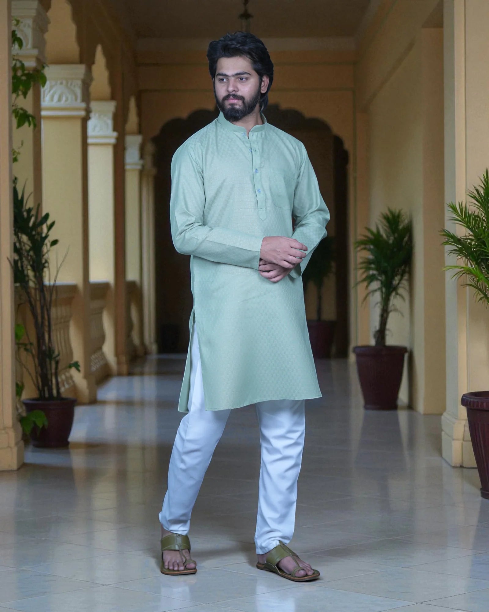 Timeless Tradition Textured Kurta Pajama Ensemble