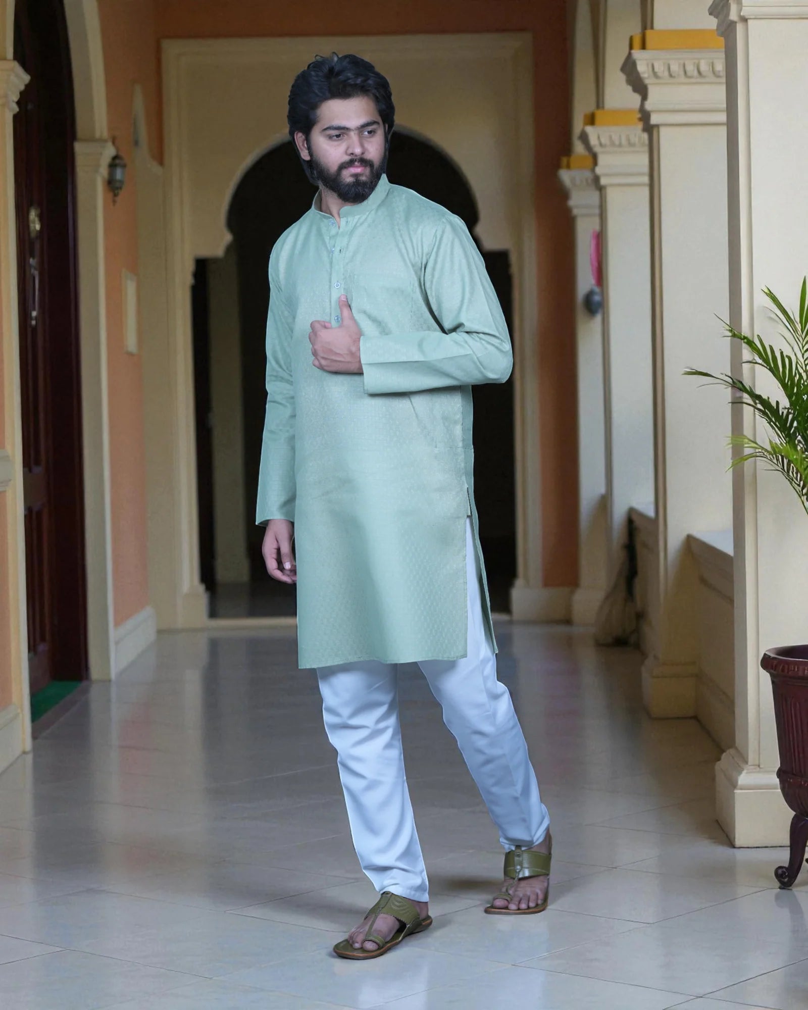 Timeless Tradition Textured Kurta Pajama Ensemble