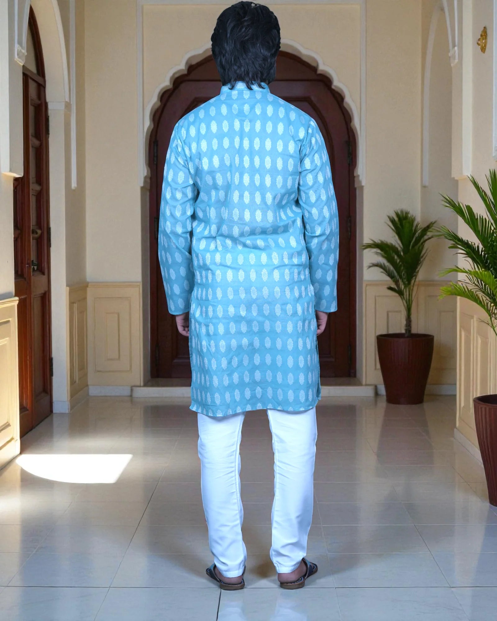 Cotton Blend Embroidered Kurta Pajama Set