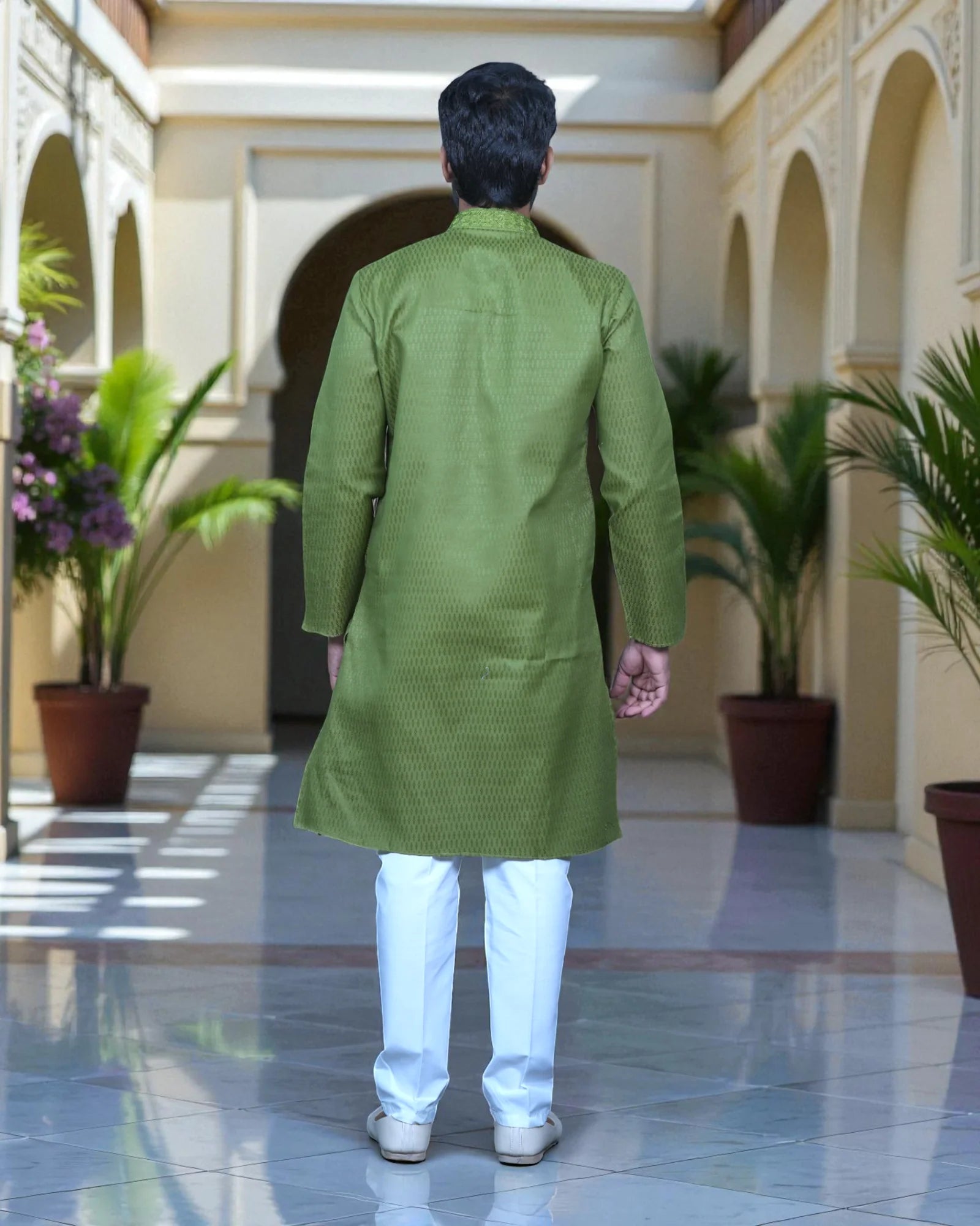 Textured Jacquard Cotton Kurta Pajama Set