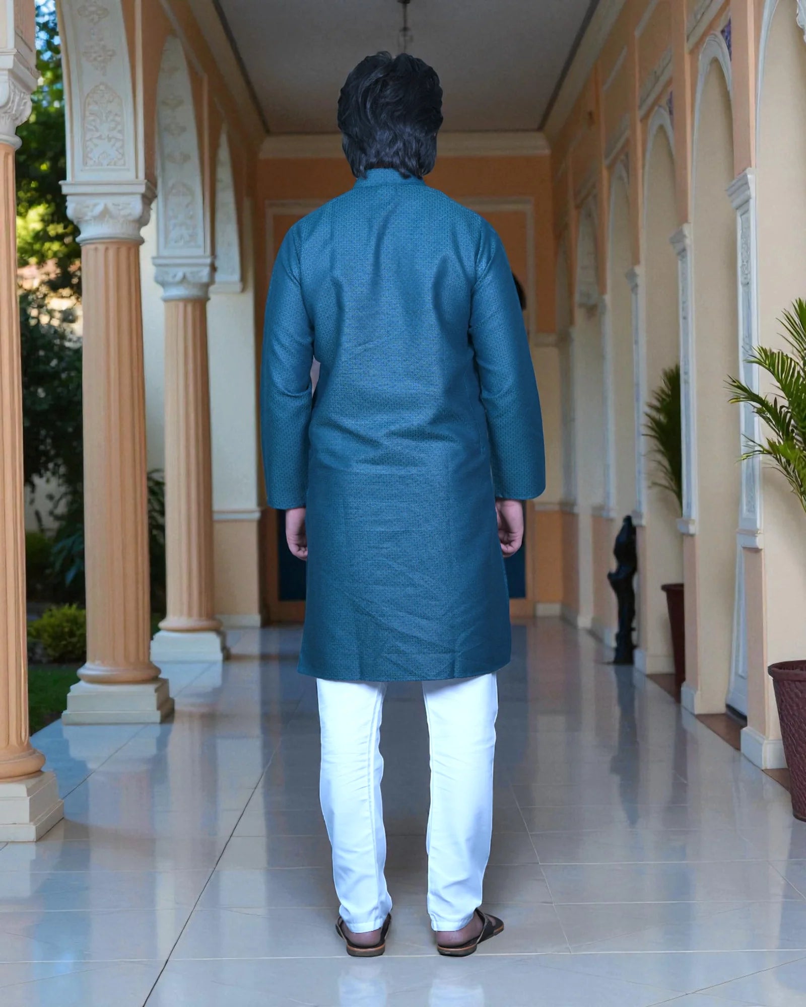 Jacquard Woven Cotton Kurta Pajama Set