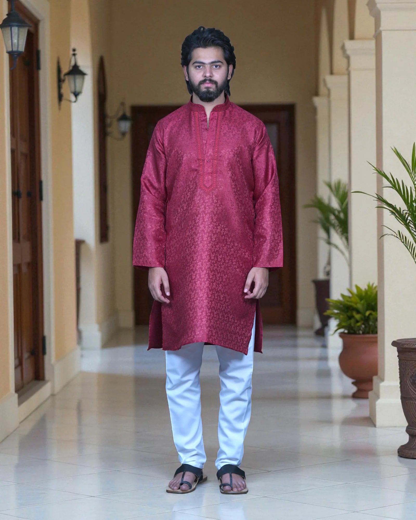 Jacquard Cotton Textured Kurta Pajama Set