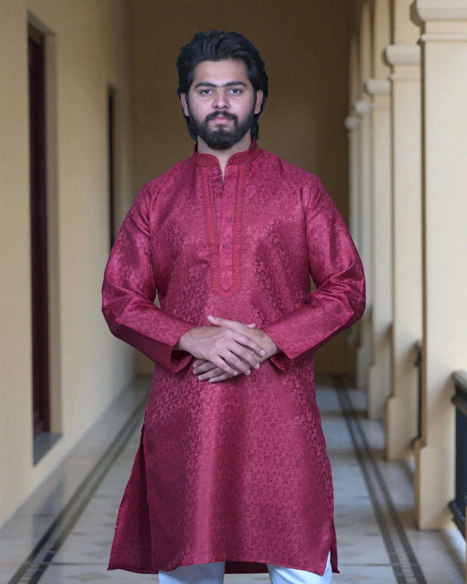 Jacquard Cotton Textured Kurta Pajama Set
