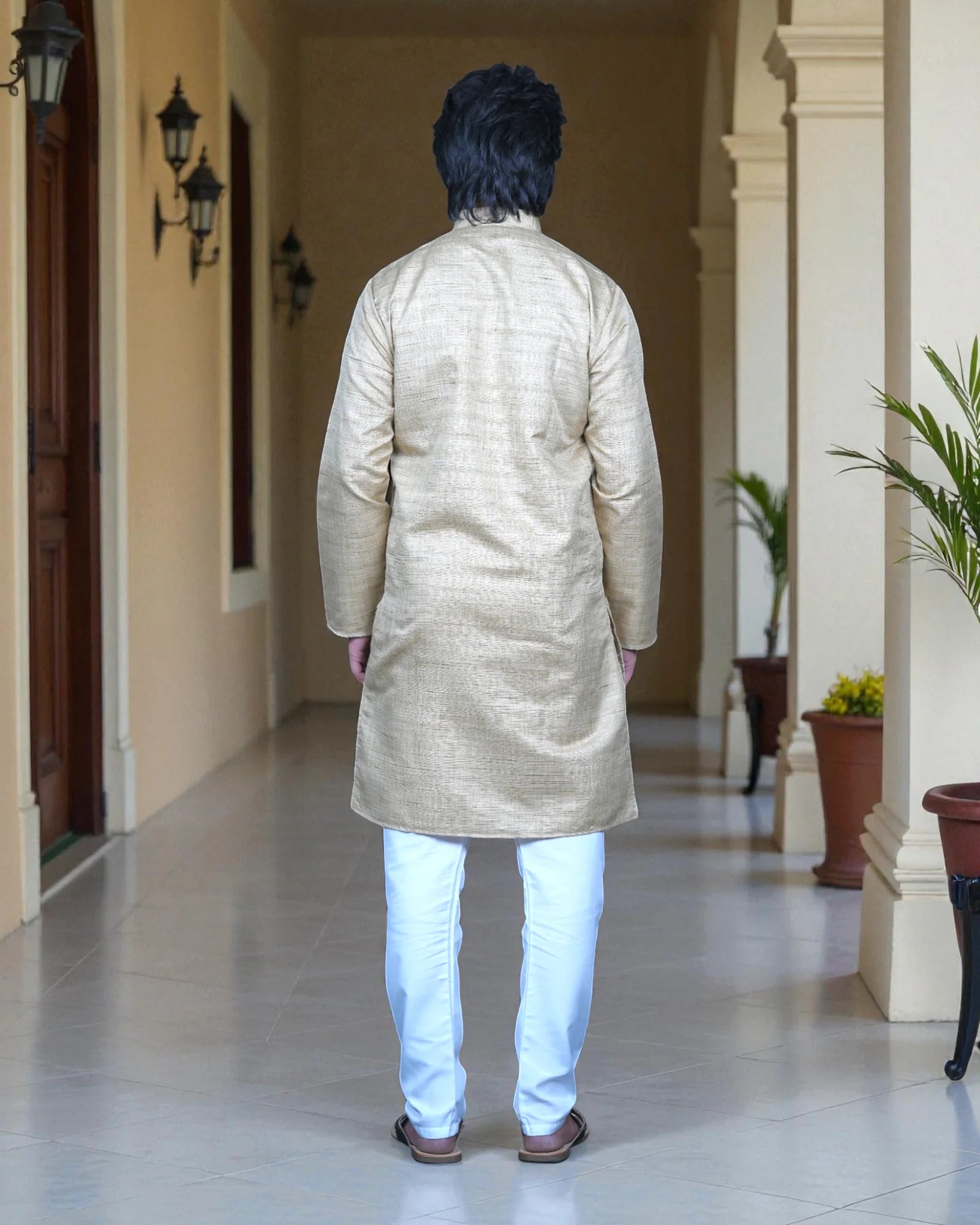 Khadi Cotton Blend Textured Kurta Pajama Set