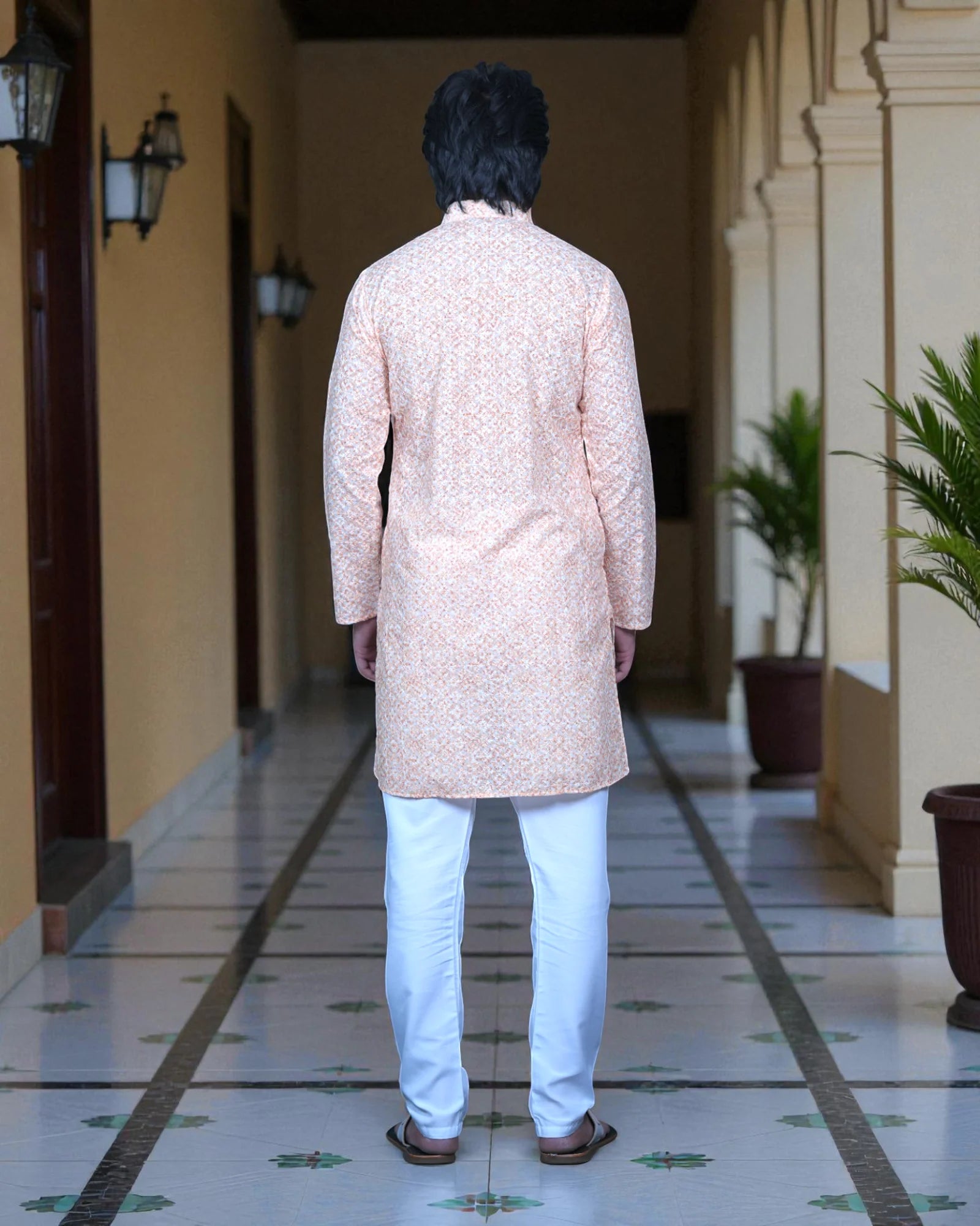 Floral Embroidered Cotton Kurta Pajama Set