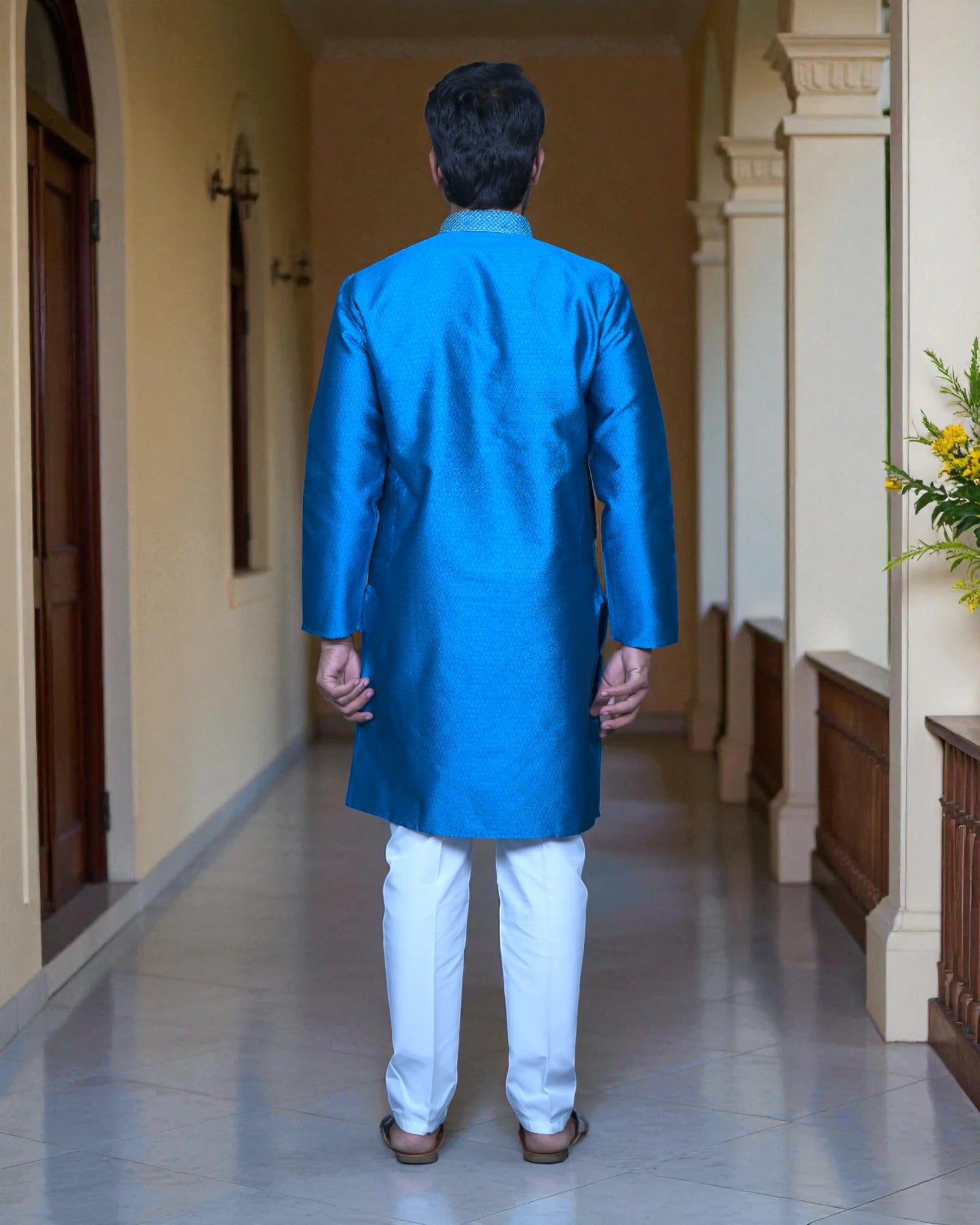 Jacquard Textured Cotton Kurta Pajama Set