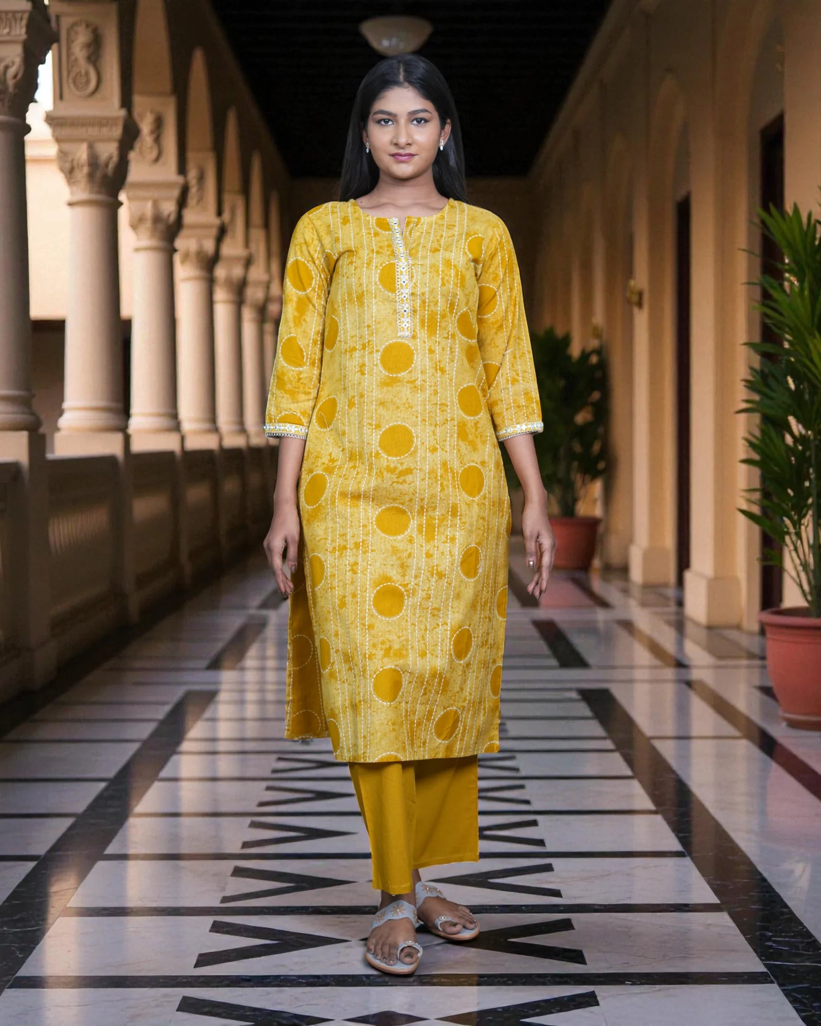 Embroidered Cotton Bottoms Co-Ord Set