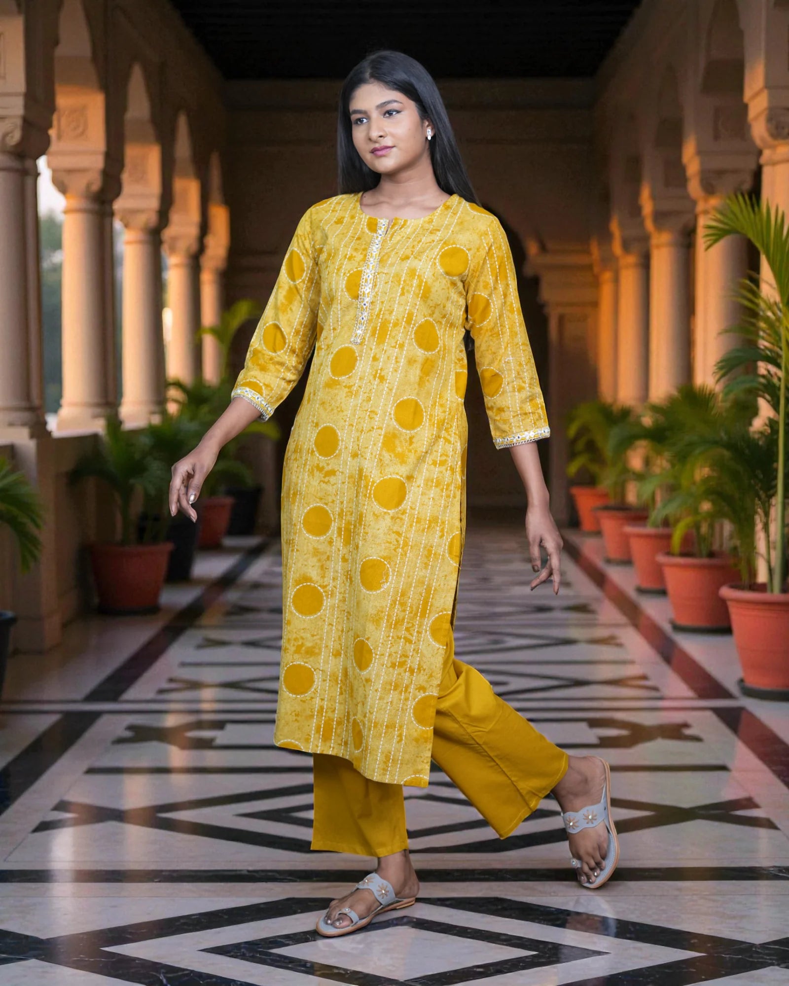 Embroidered Cotton Bottoms Co-Ord Set
