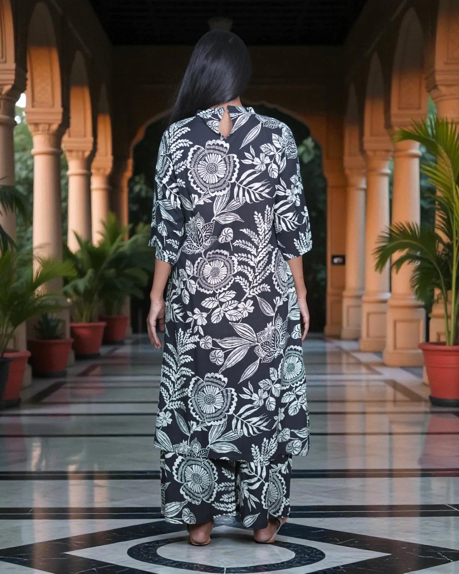 Floral Embroidered Cotton Cord Co-Ord Set
