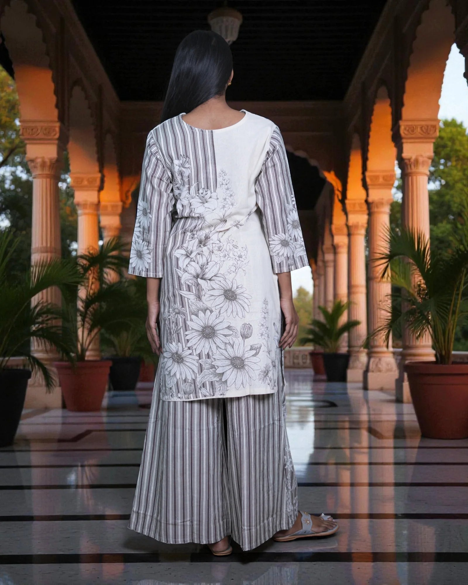 Floral Printed Kadhi Cotton Co-Ord Set