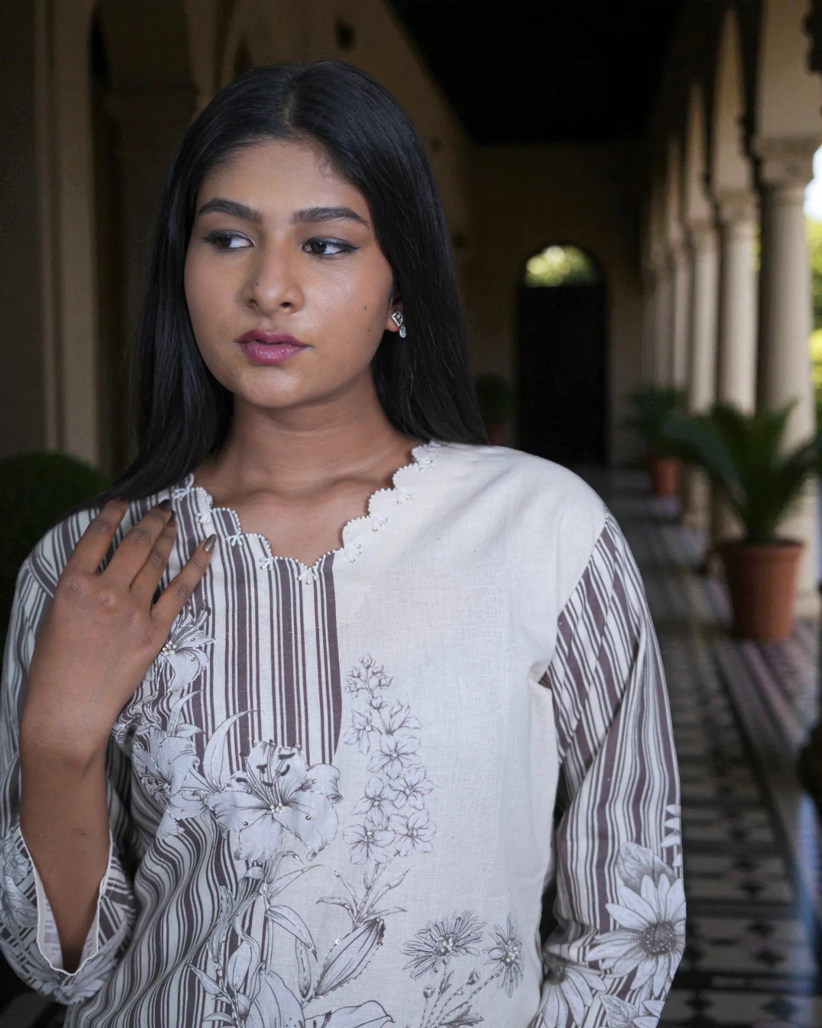 Floral Printed Kadhi Cotton Co-Ord Set