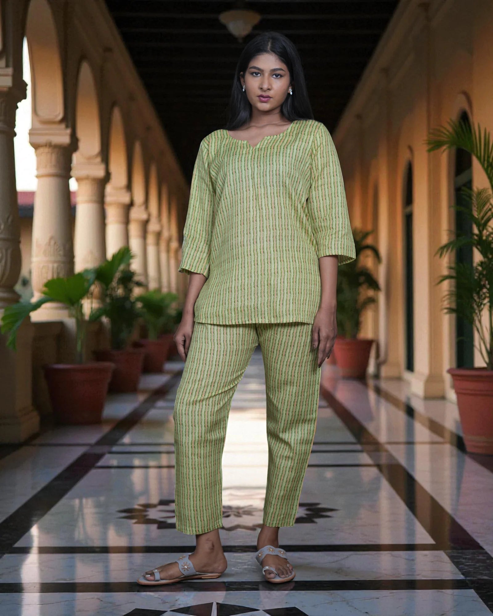 Vibrant Cotton Cord Embroidered Co-Ord Set