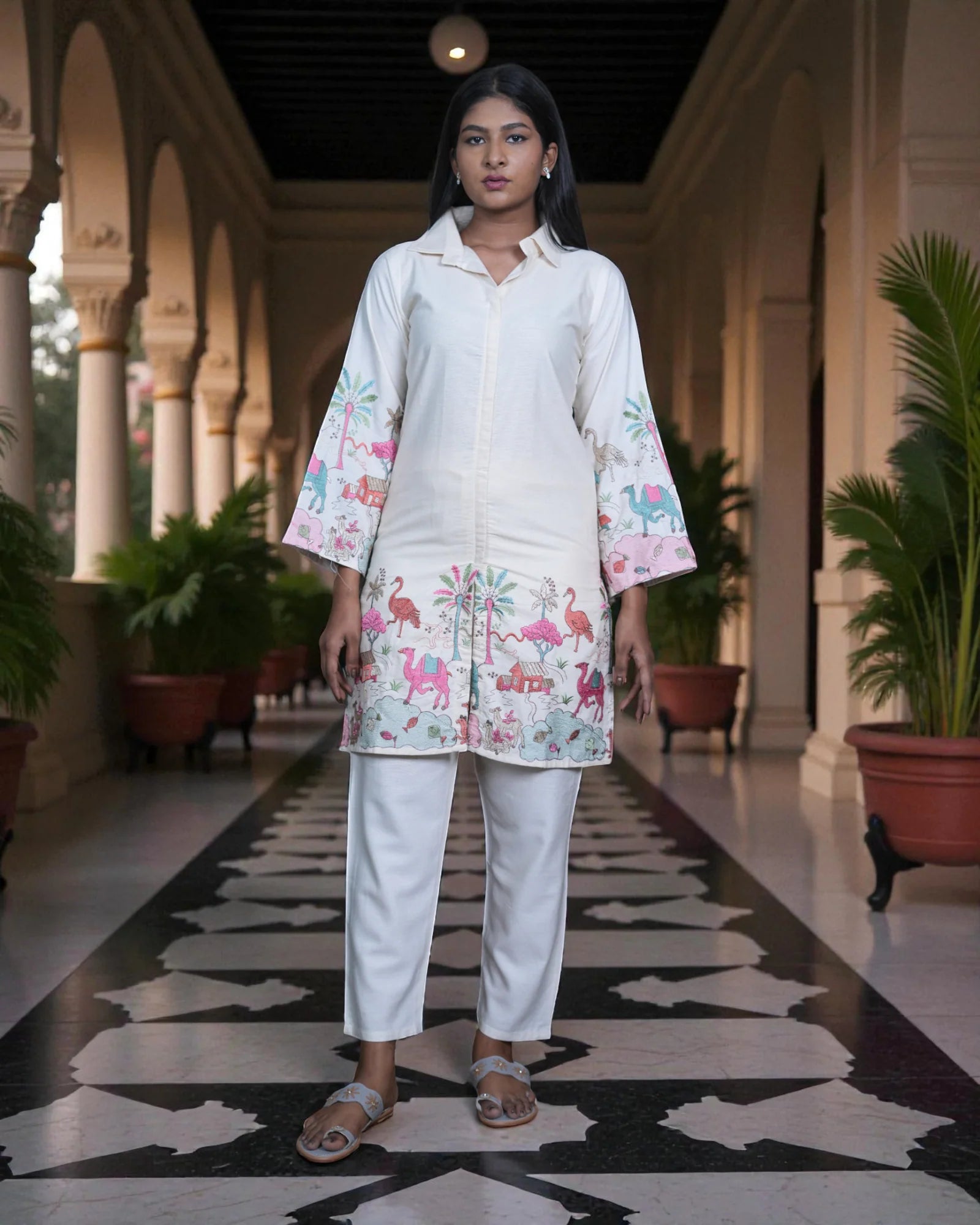 Kadhi Cotton Embroidered Co-Ord Set