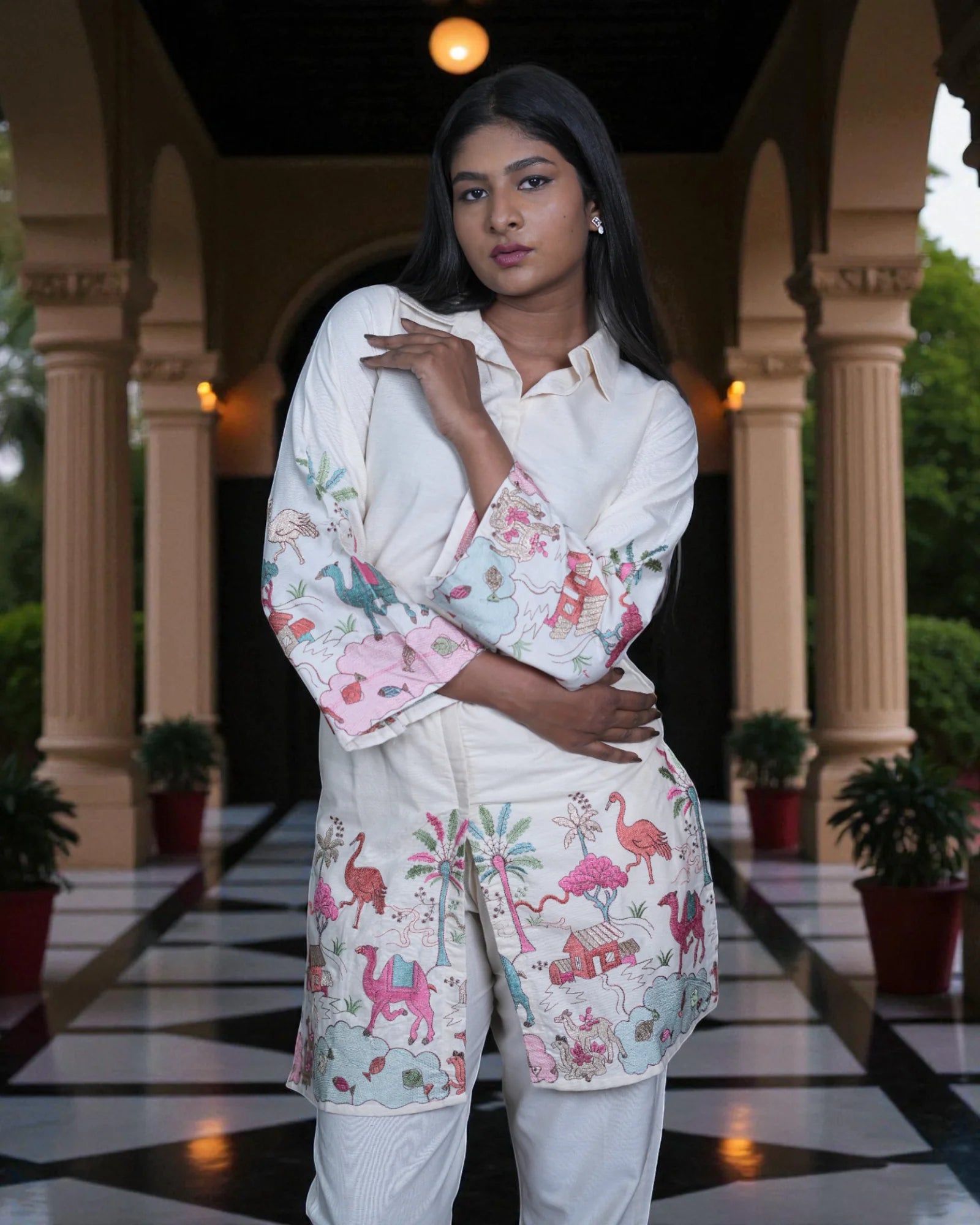 Kadhi Cotton Embroidered Co-Ord Set