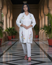 Embroidered Cotton Trousers Co-Ord Set