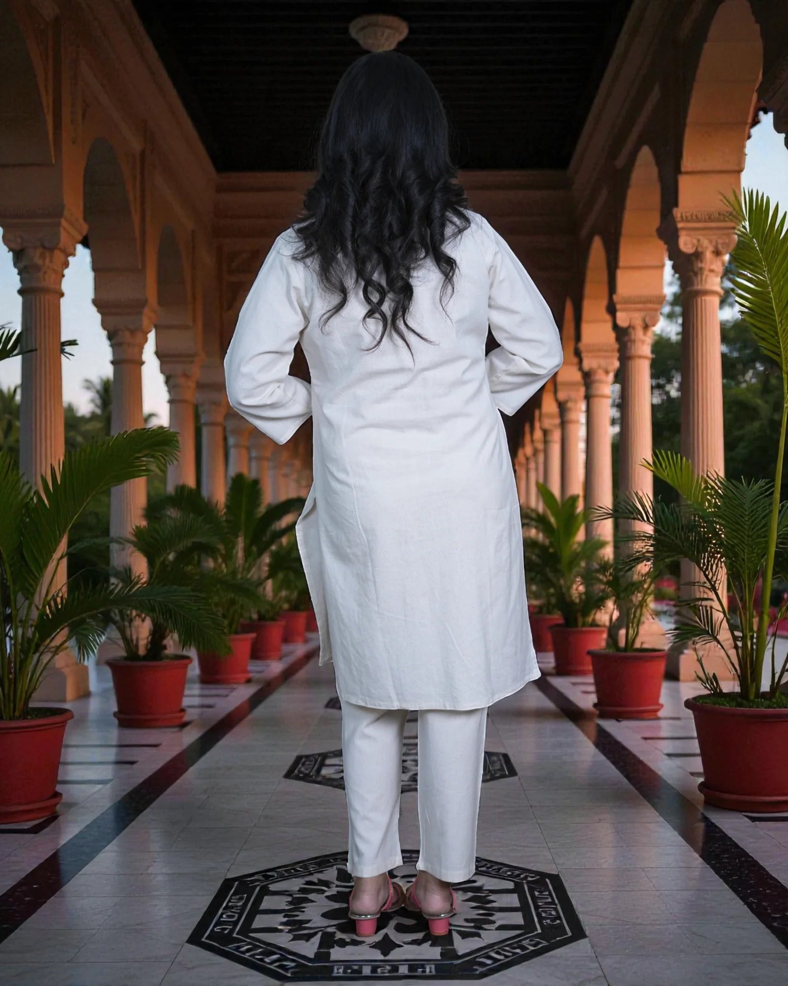 Embroidered Cotton Trousers Co-Ord Set