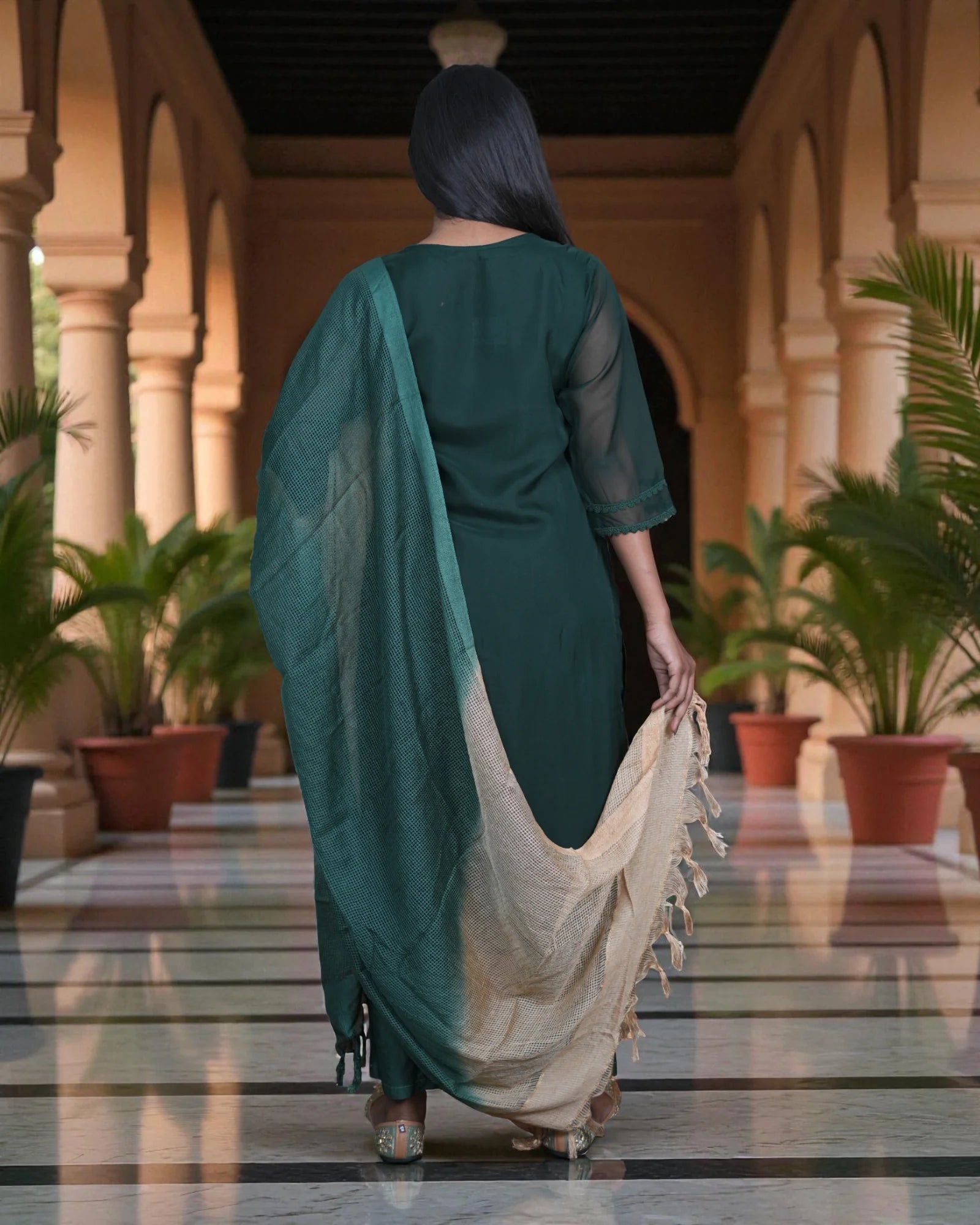 Chanderi Silk Embroidered Pakistani Suit
