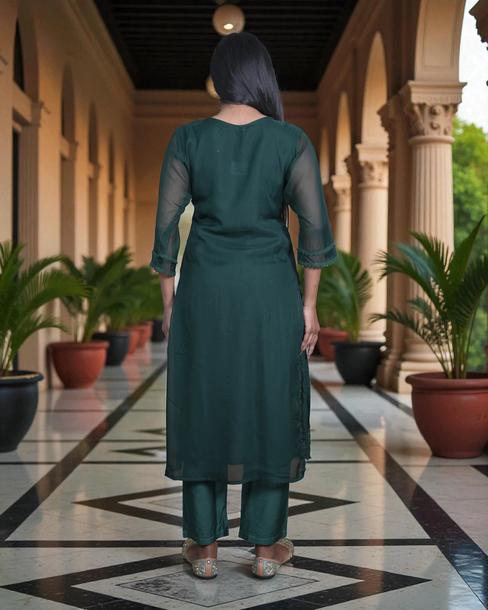 Chanderi Silk Embroidered Pakistani Suit