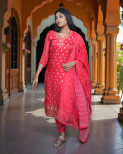 Bandhani Silk Crepe Kurta Set