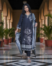 Floral Silk Zardozi Lace Kurta Set