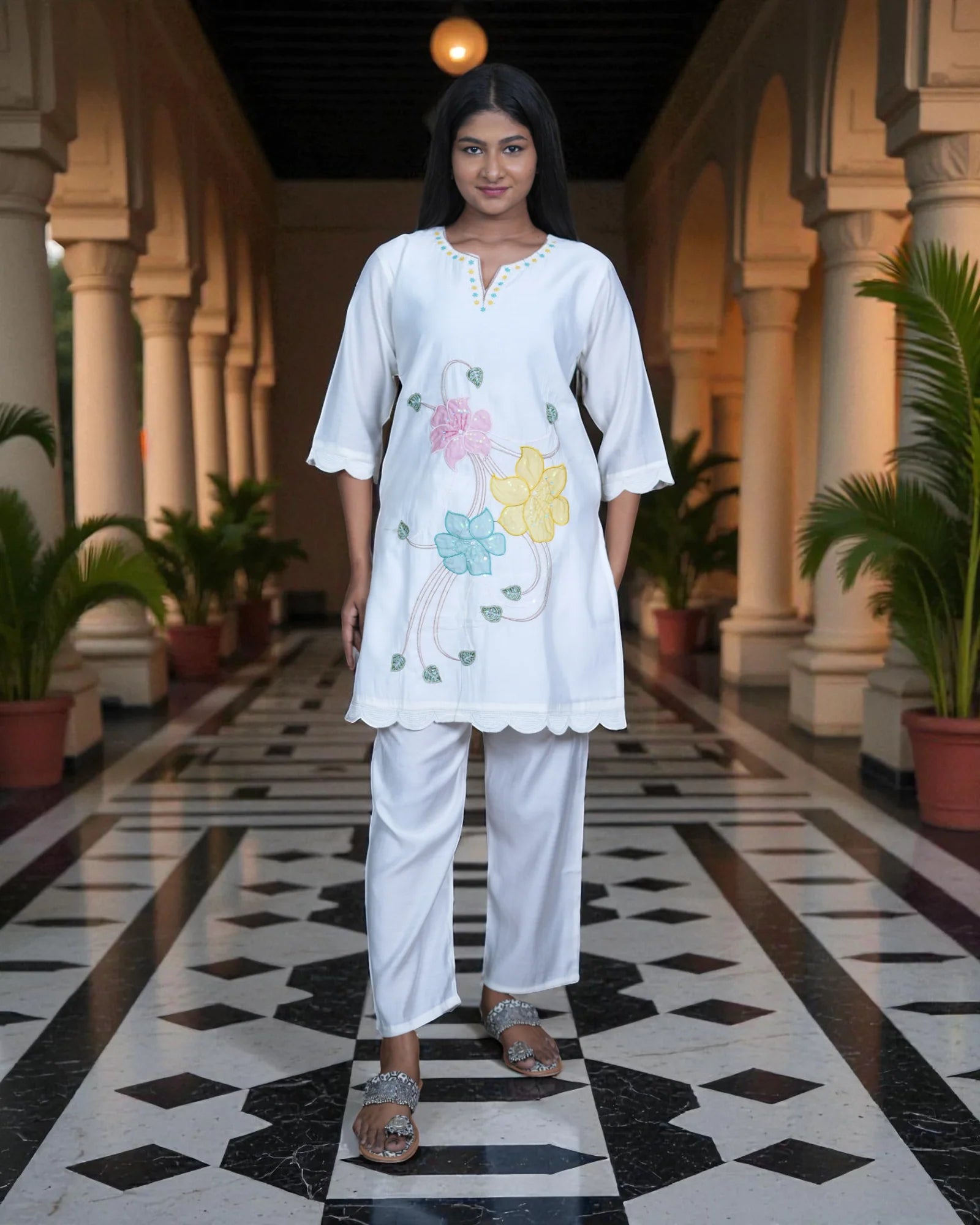 Silk Cord Embroidered Co-Ord Set