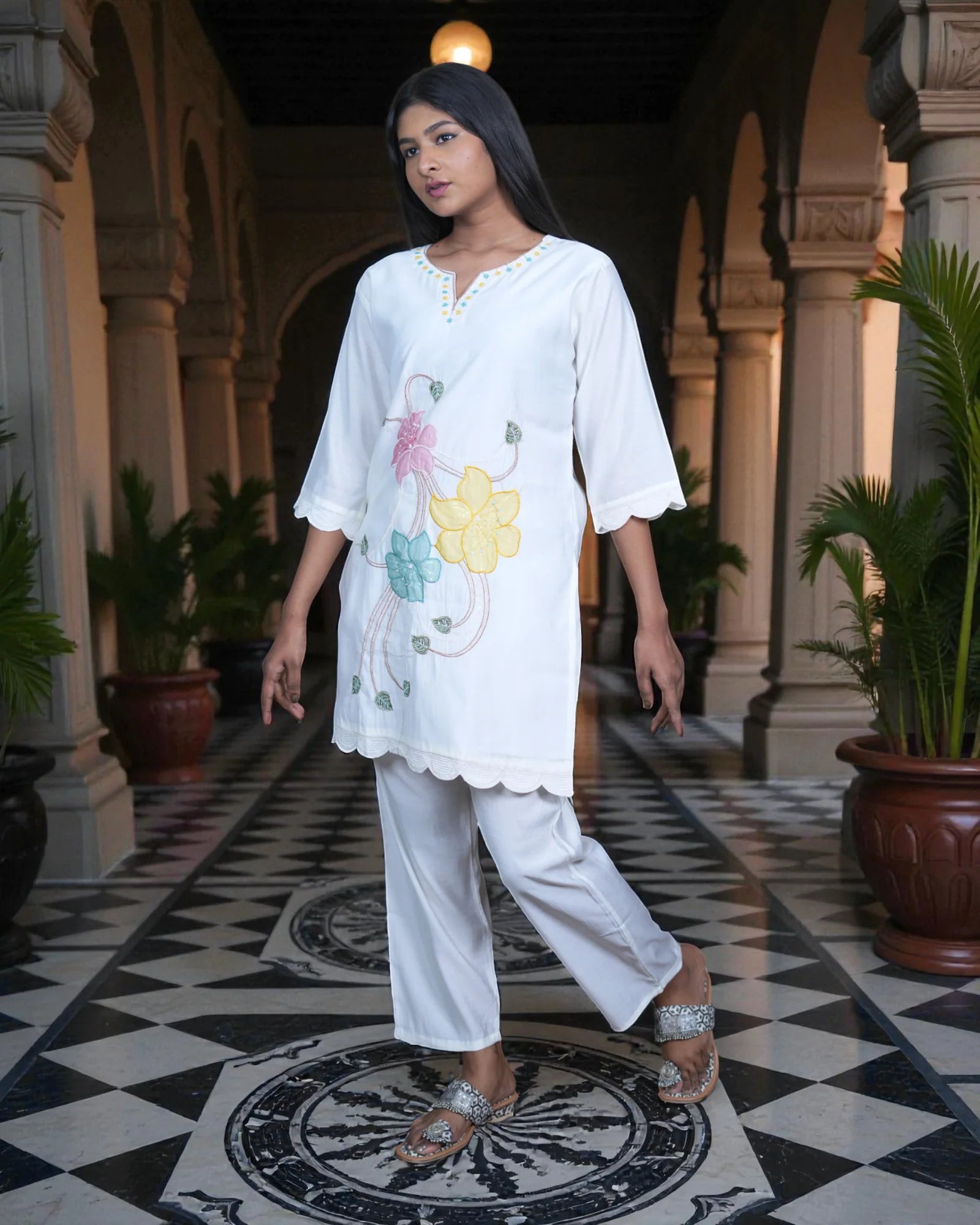 Silk Cord Embroidered Co-Ord Set
