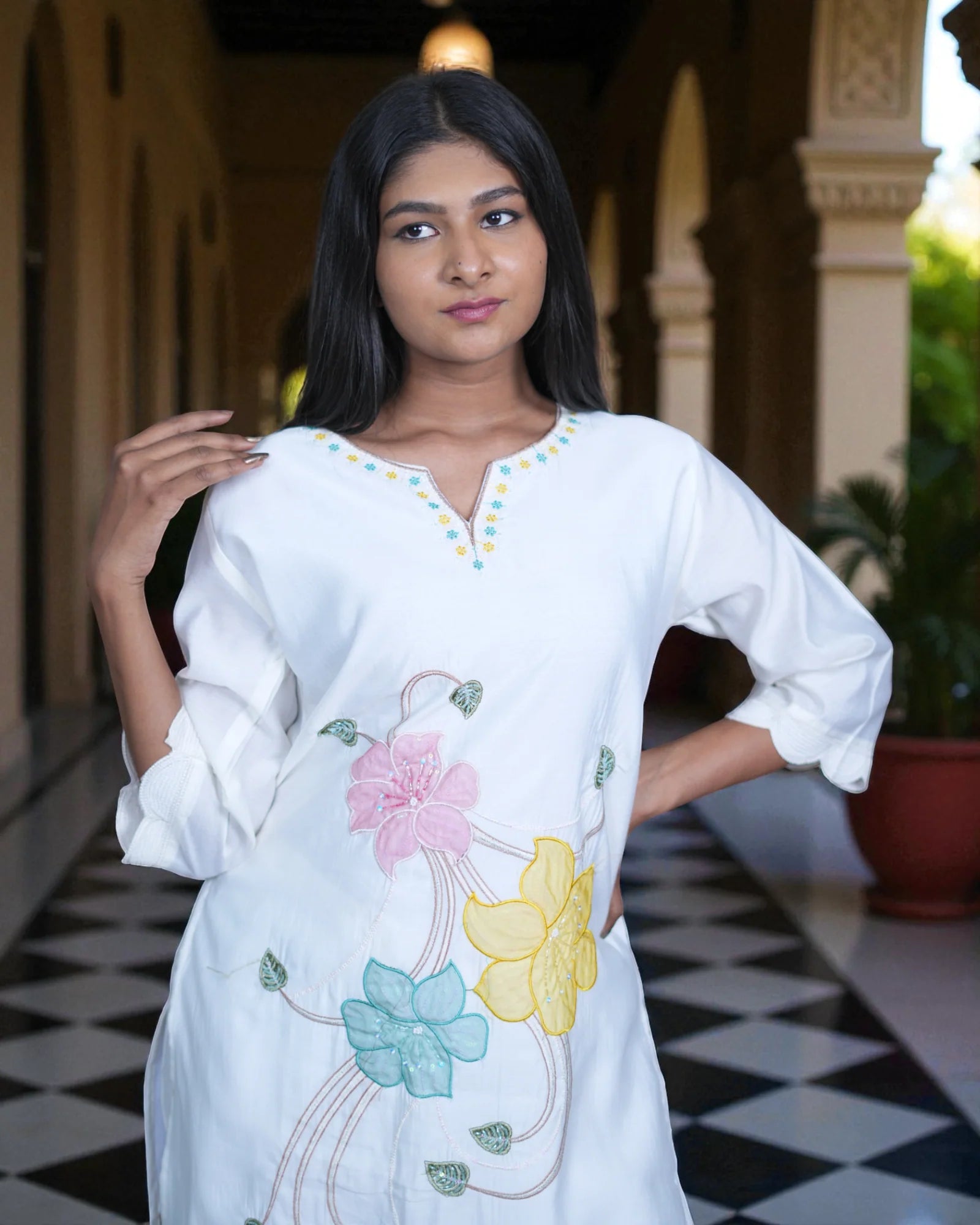 Silk Cord Embroidered Co-Ord Set