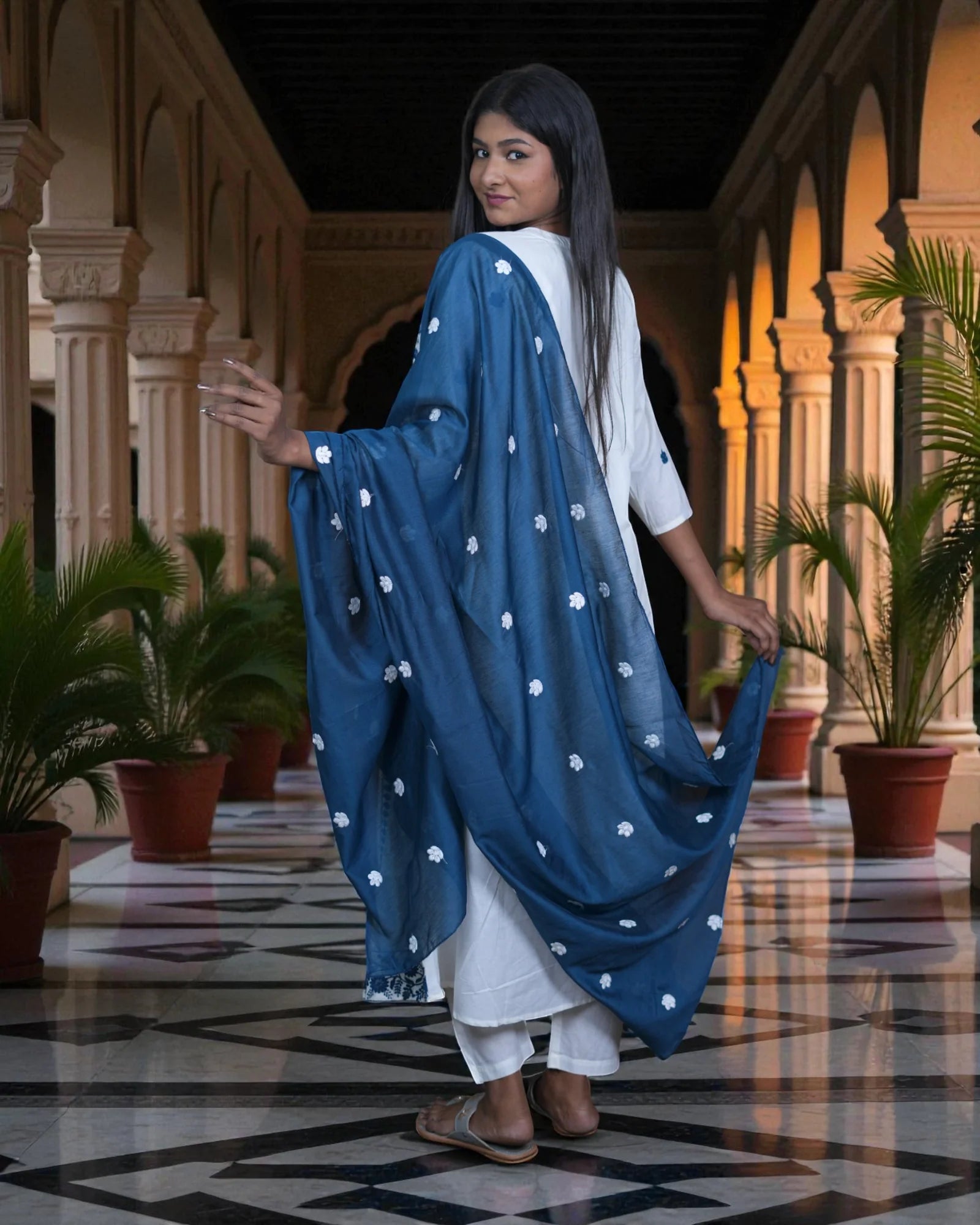 Soft Mul Cotton Anarkali With Embroidery