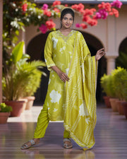 Floral Zardozi Beadwork Cotton Kurta Set