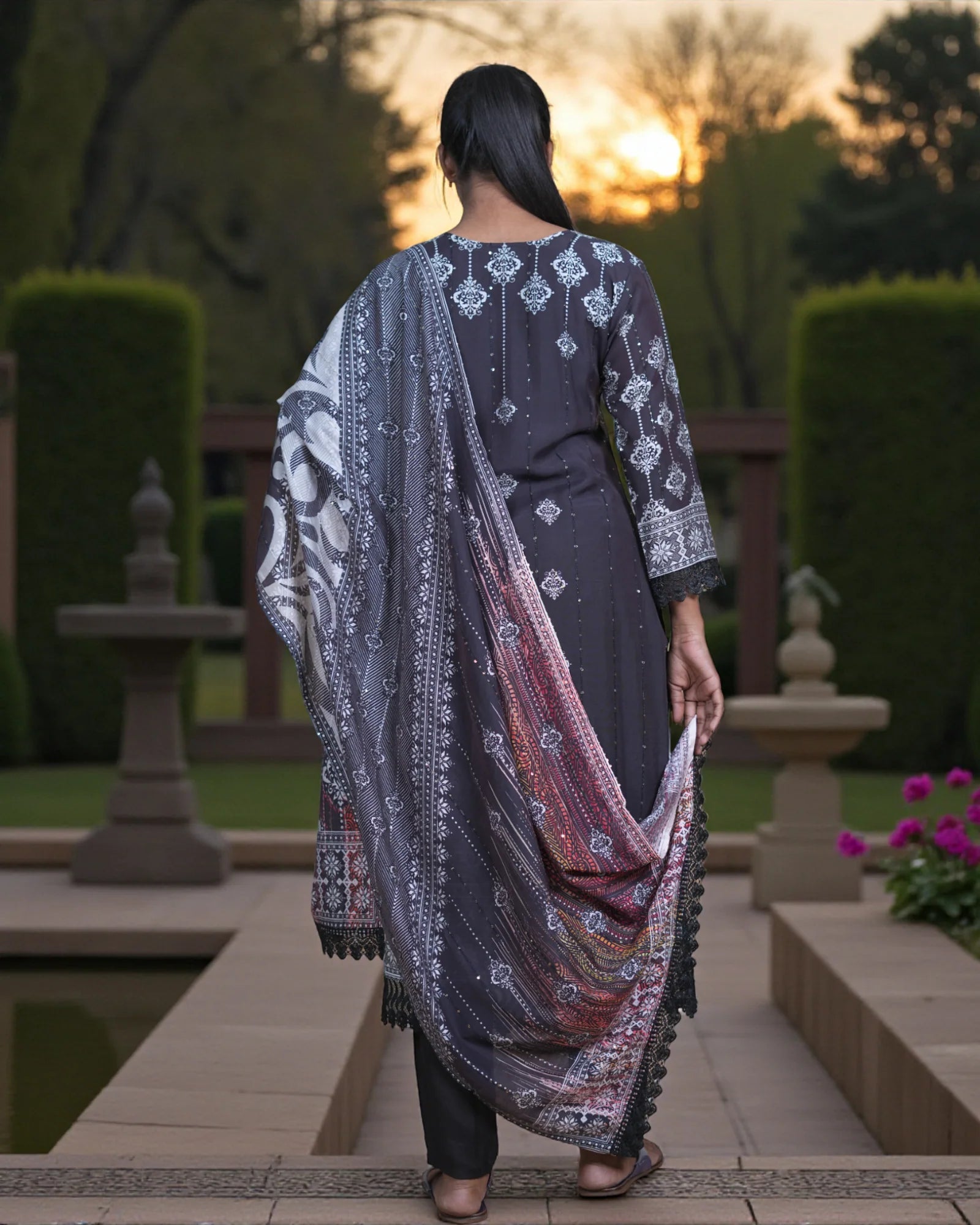 Multicolor Rayon Kurta Set With Dupatta