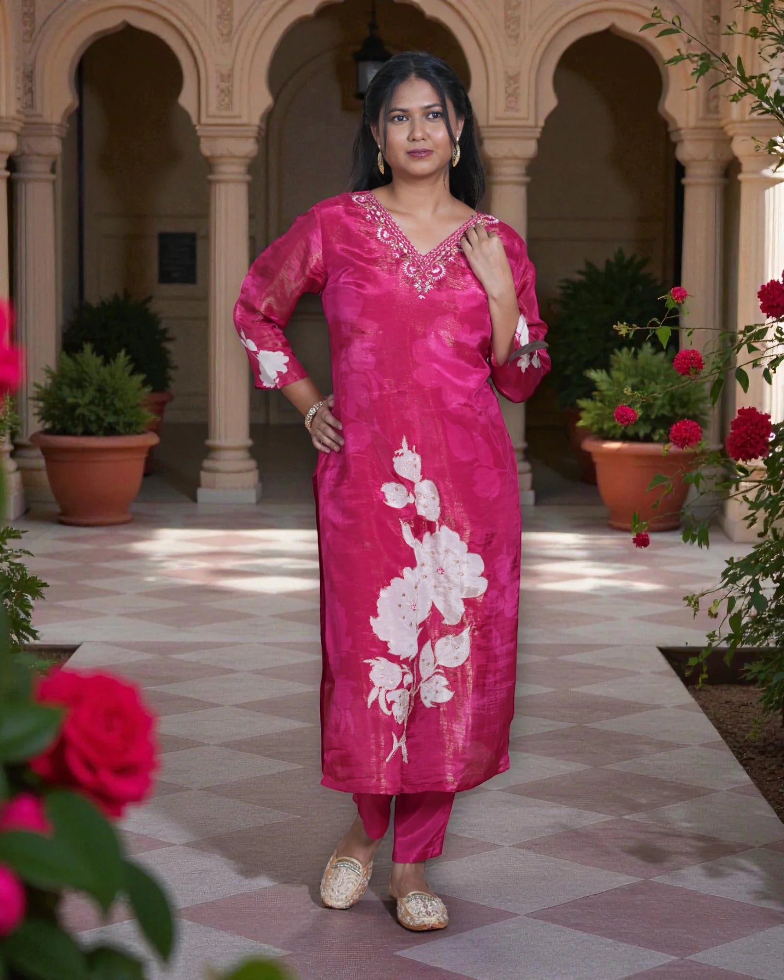 Floral Printed Cotton Kurta Set