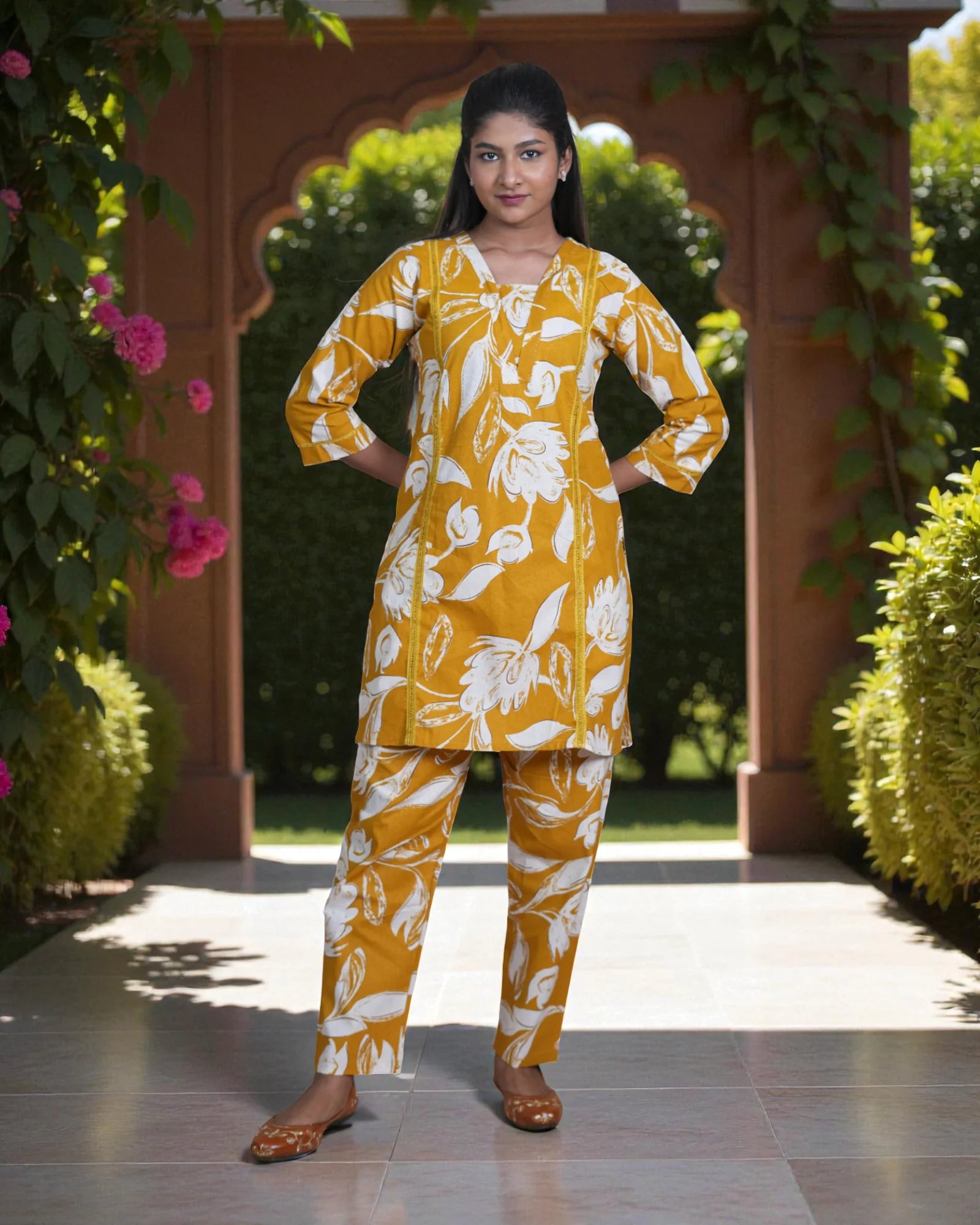 Floral Embroidered Cotton Co-Ord Set