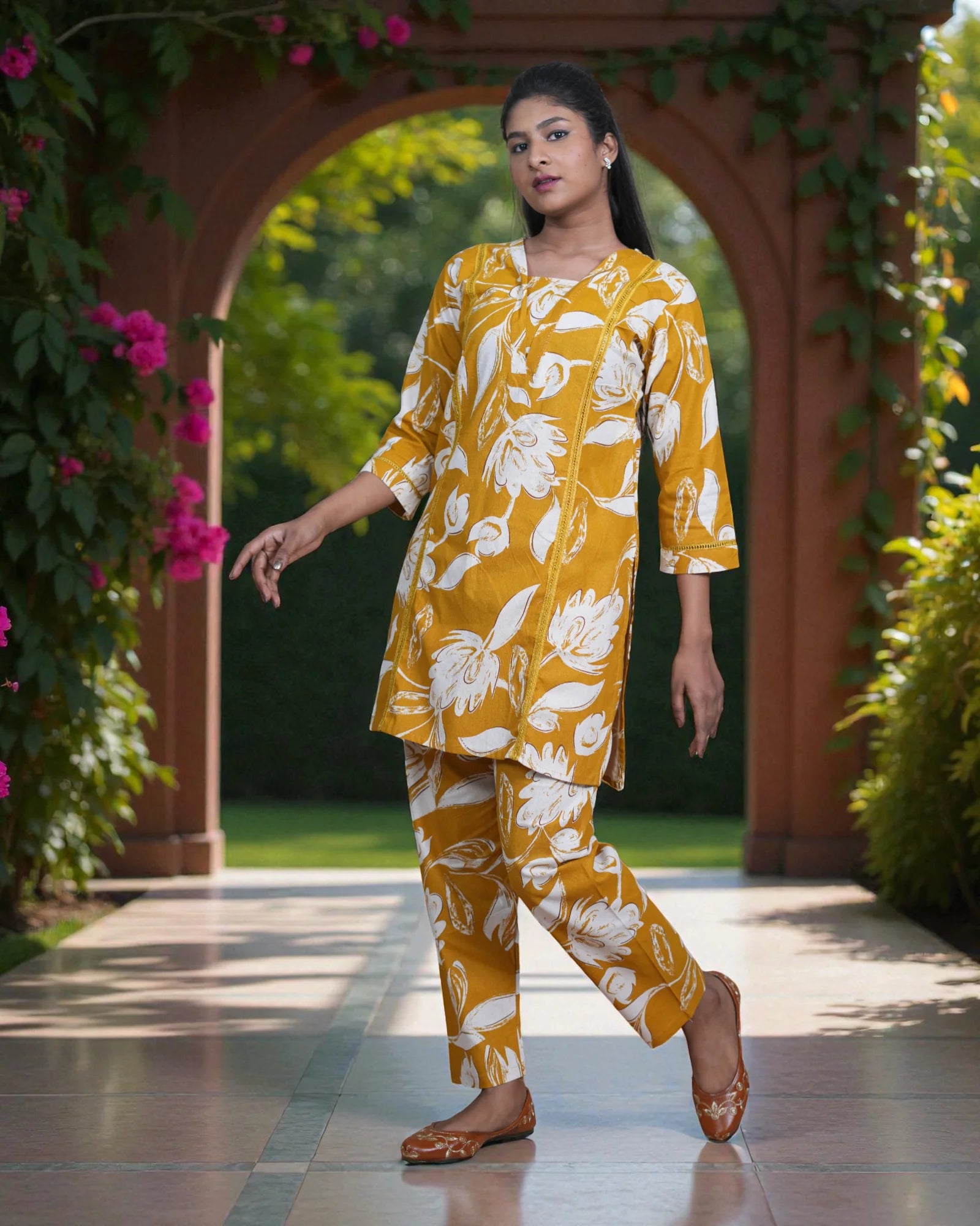 Floral Embroidered Cotton Co-Ord Set