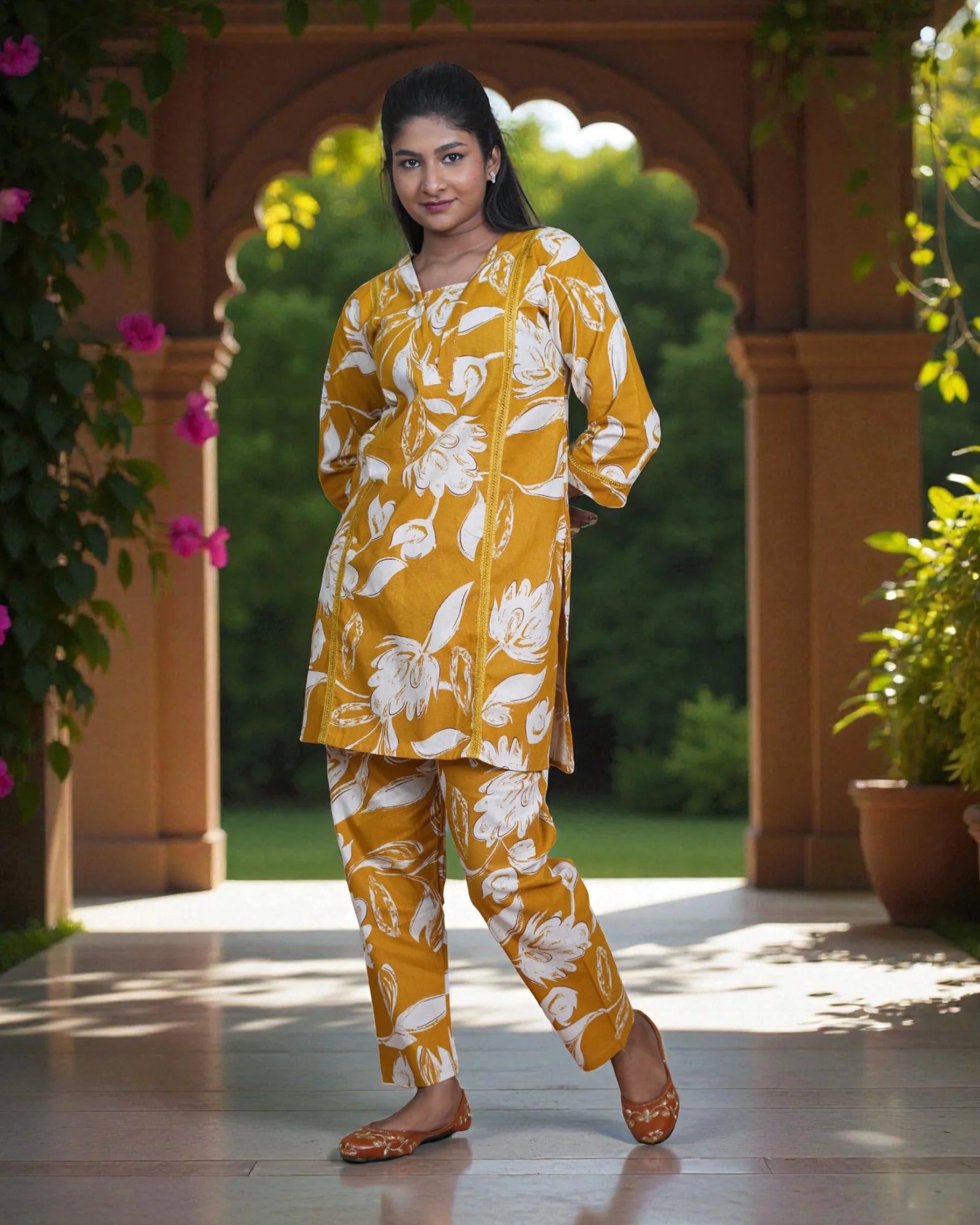 Floral Embroidered Cotton Co-Ord Set