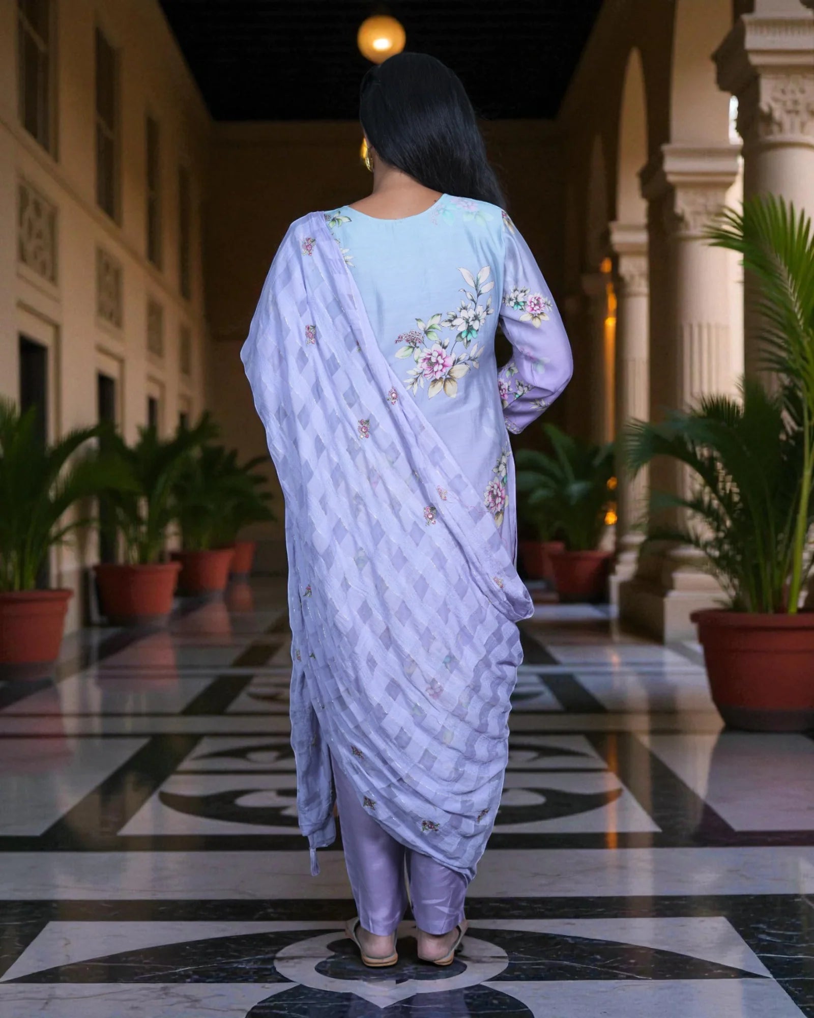 Floral Silk Kurta Set with Elegant Dupatta