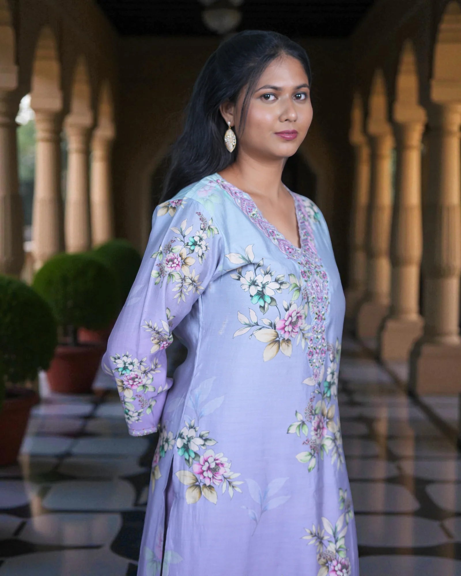 Floral Silk Kurta Set with Elegant Dupatta
