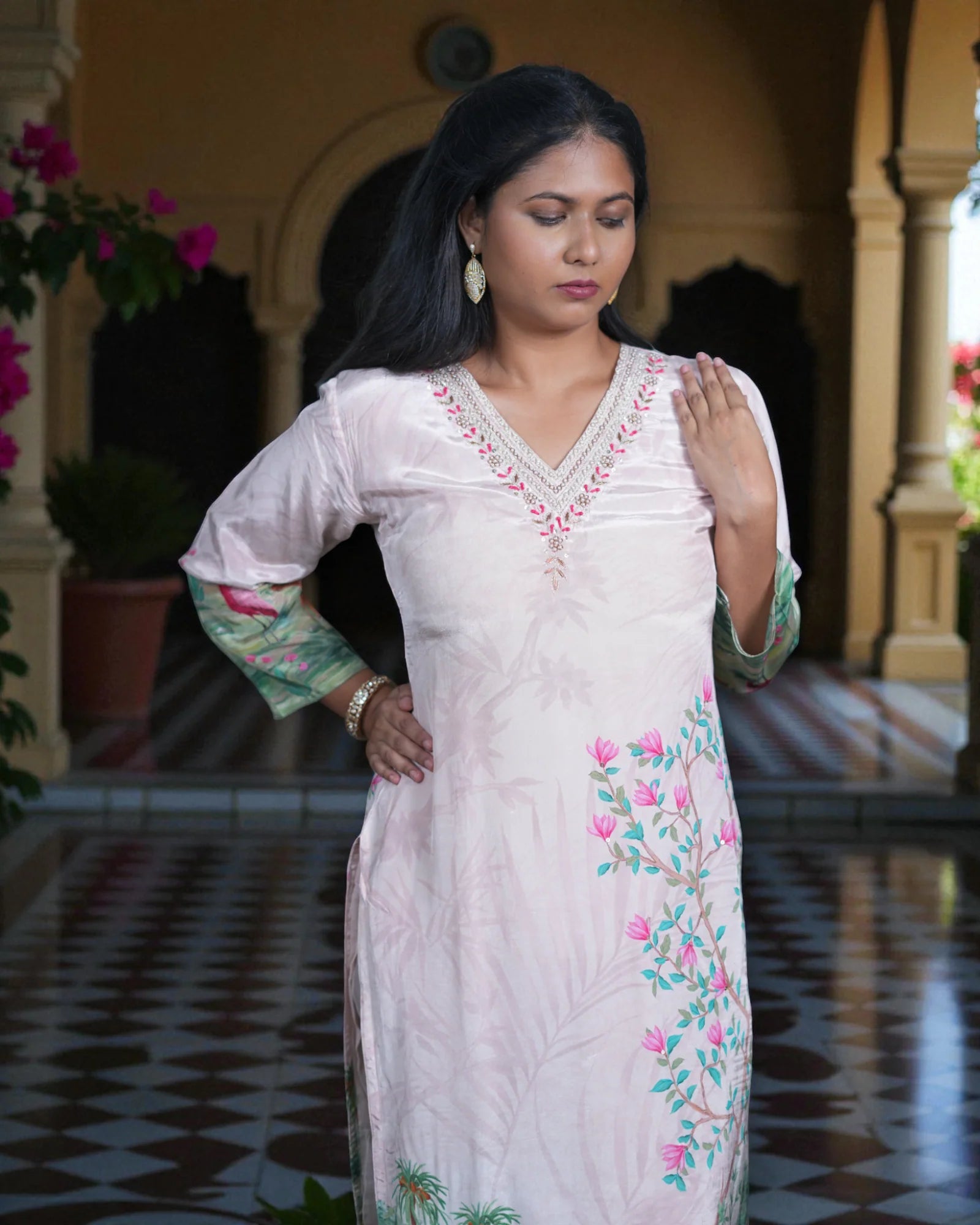 Green Zardozi Embroidered Cotton Kurta Set