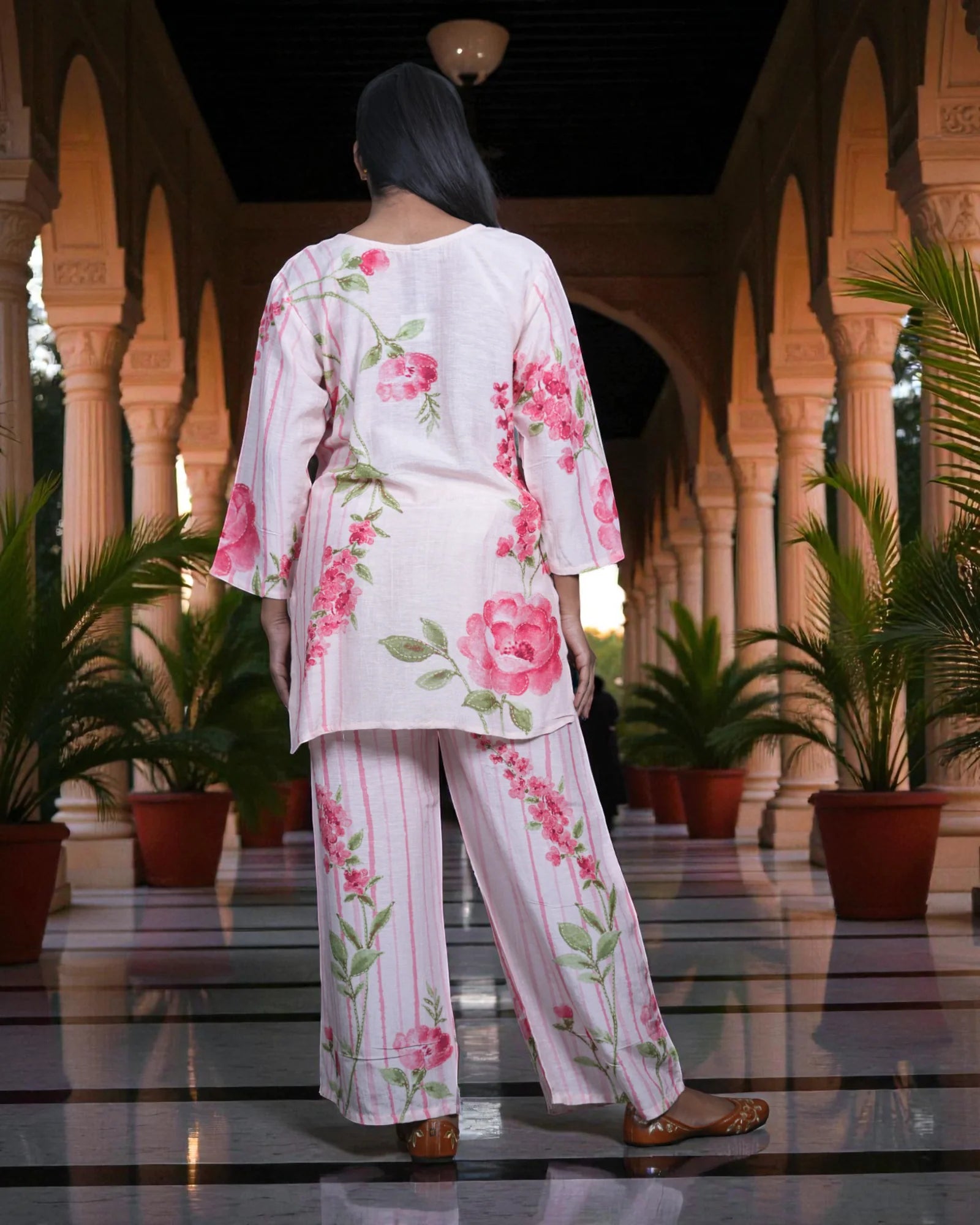 Floral Printed Chanderi Silk Co-Ord Set