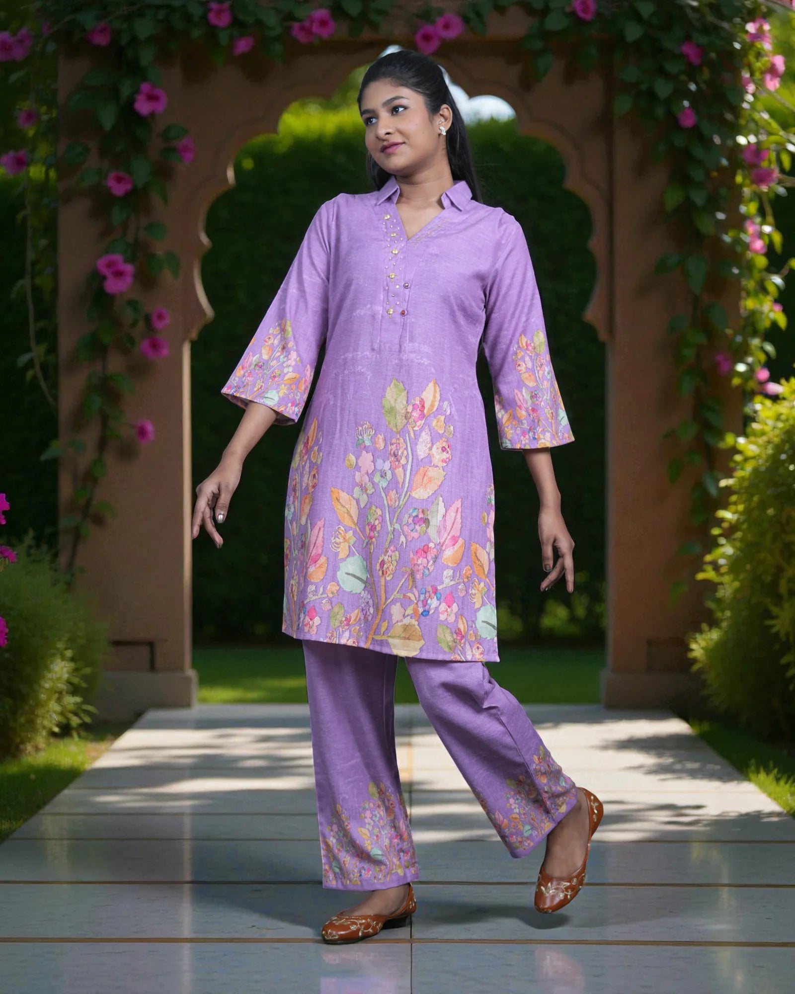 Vibrant Floral Cotton Cord Co-Ord Set