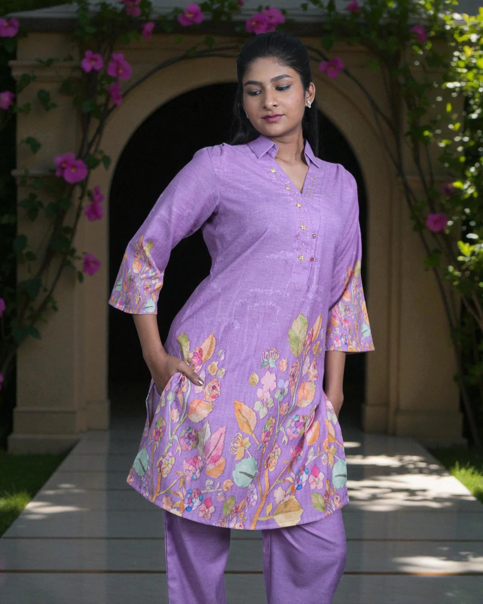 Vibrant Floral Cotton Cord Co-Ord Set