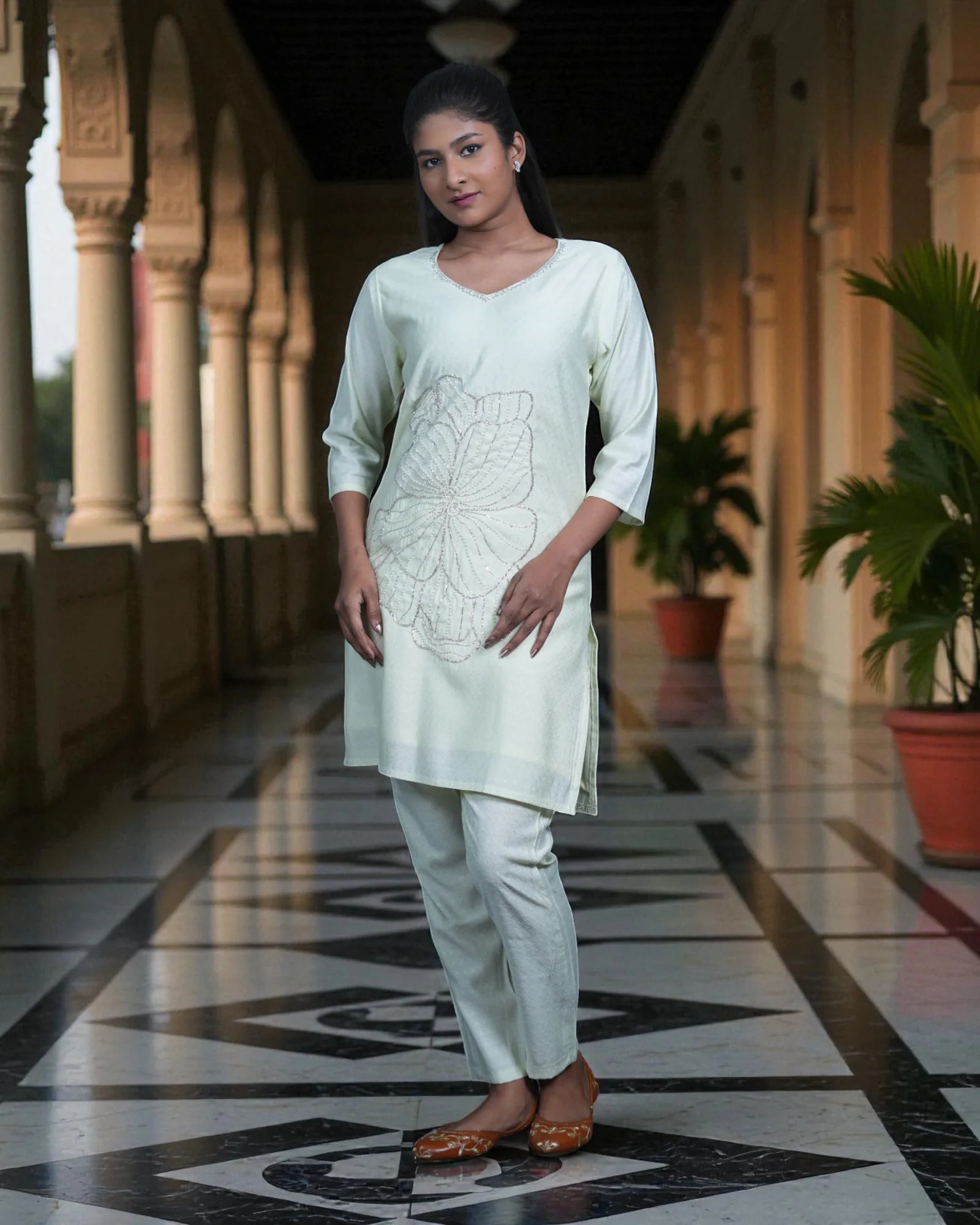 Vibrant Beadwork Chanderi Silk Co-Ord Set