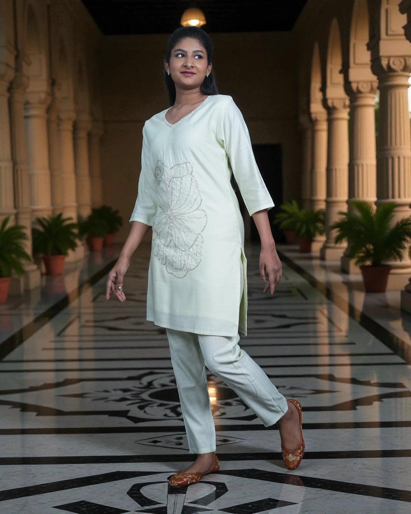 Vibrant Beadwork Chanderi Silk Co-Ord Set