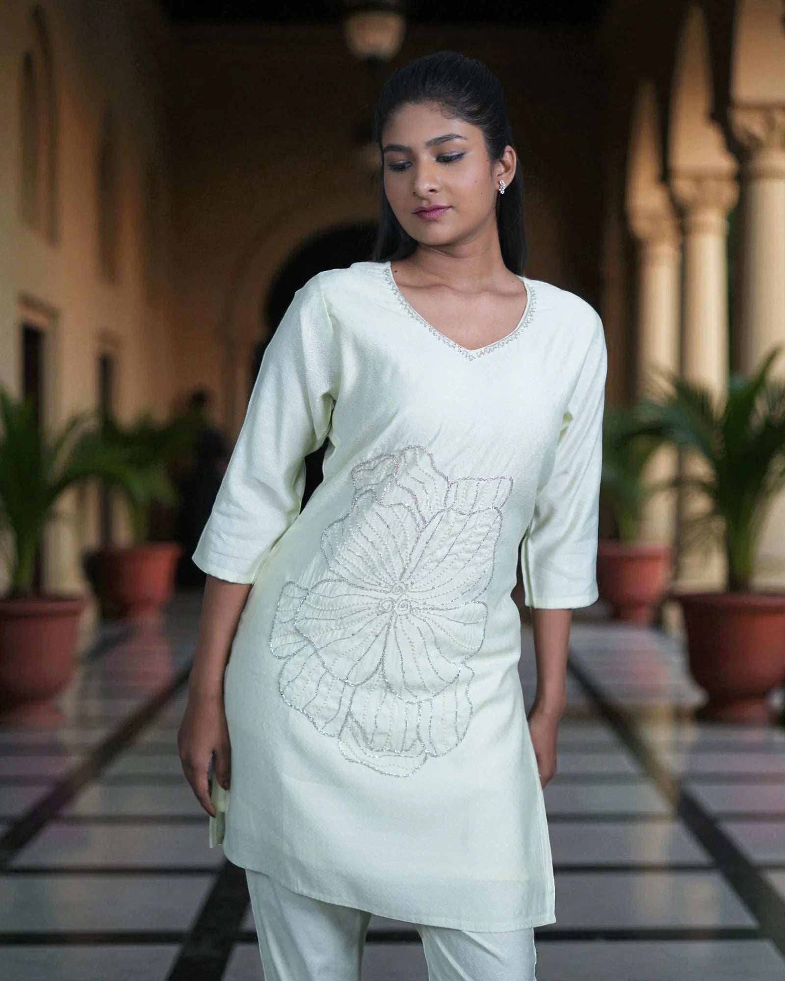 Vibrant Beadwork Chanderi Silk Co-Ord Set
