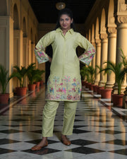 Cotton Artisan Embroidered Kurta Set