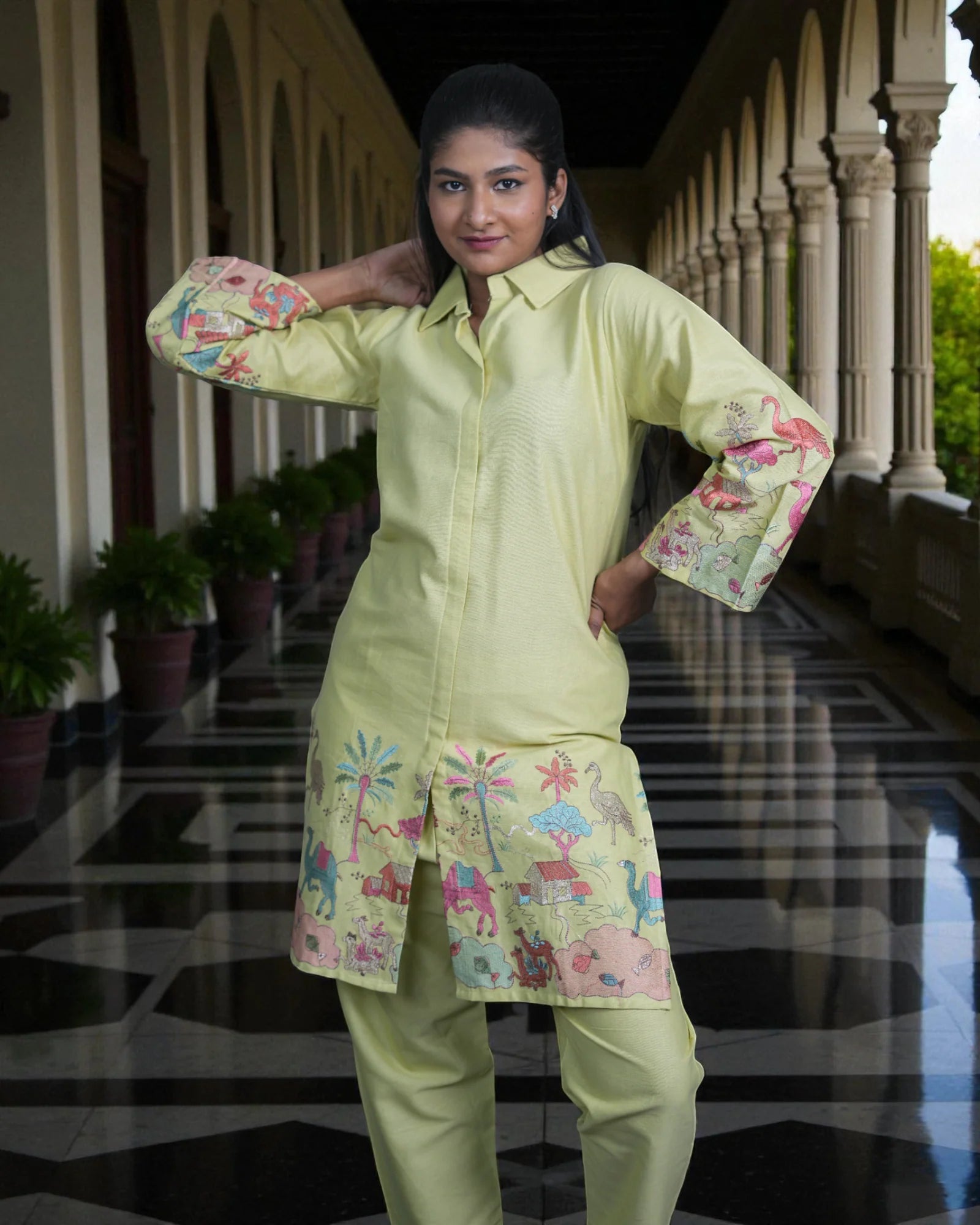 Cotton Artisan Embroidered Kurta Set