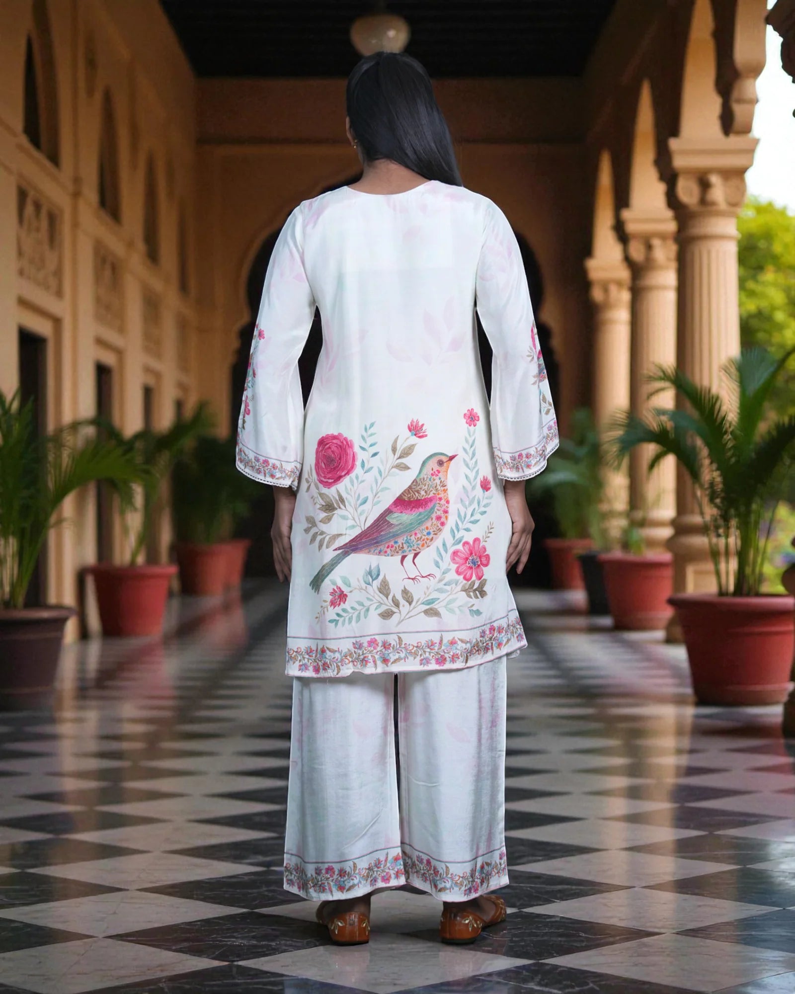 Floral Printed Cotton V Neck Co-Ord Set